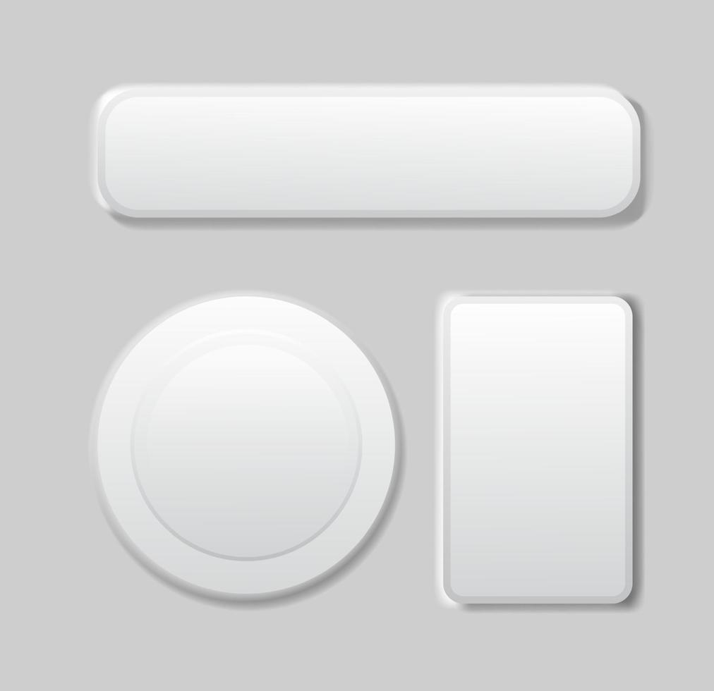 White modern button set for website and ui. Vector icon.