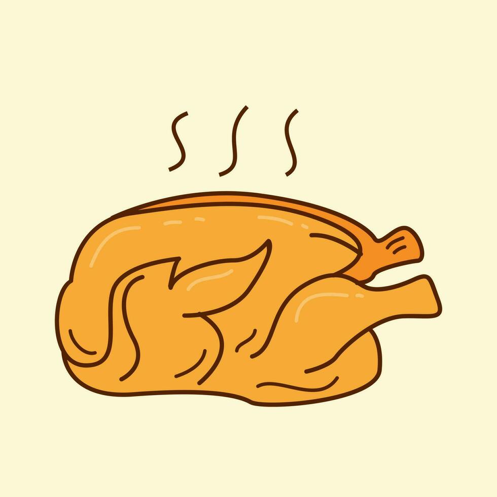 Fried chicken doodle vector illustration