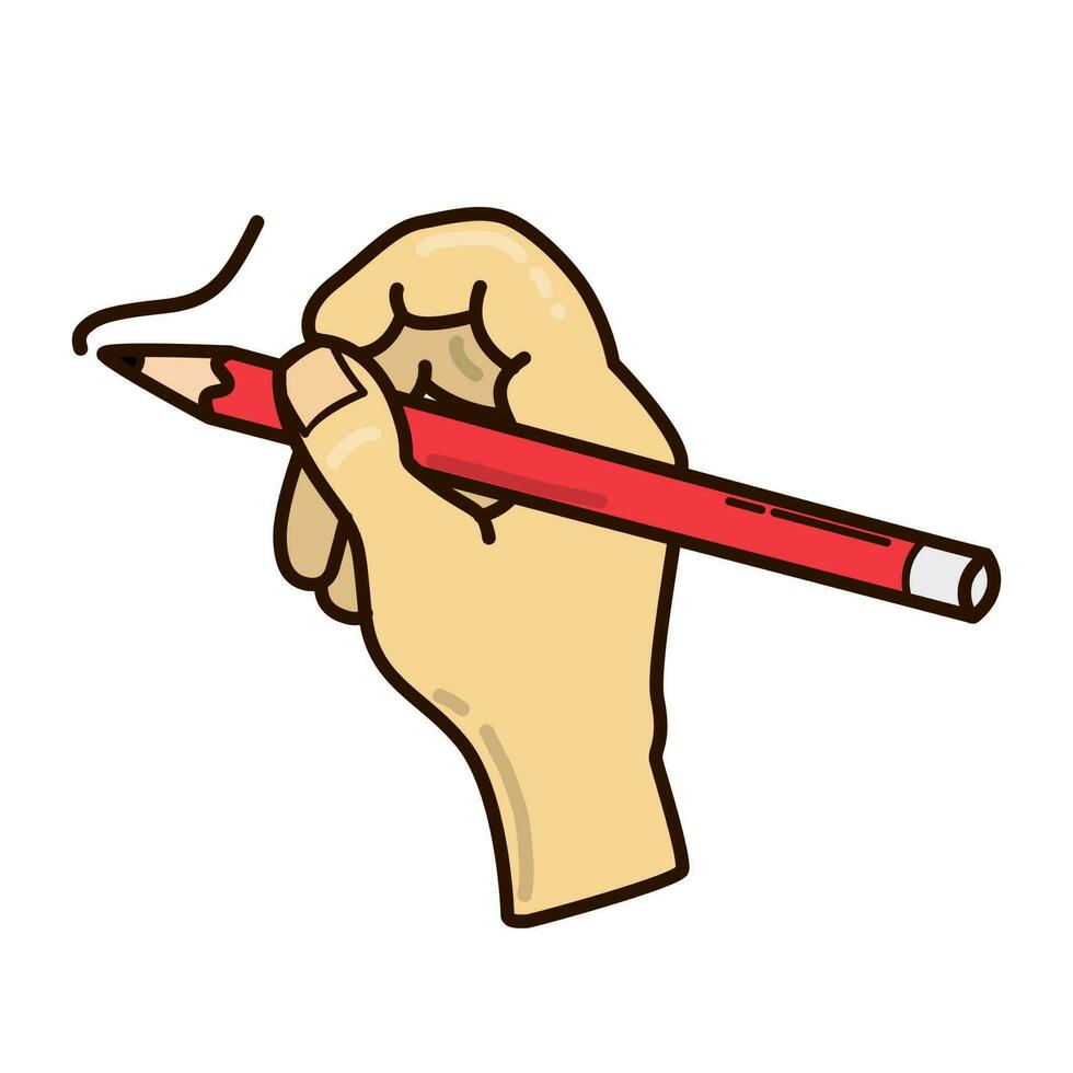 Vector doodle hand holding a pencil to write