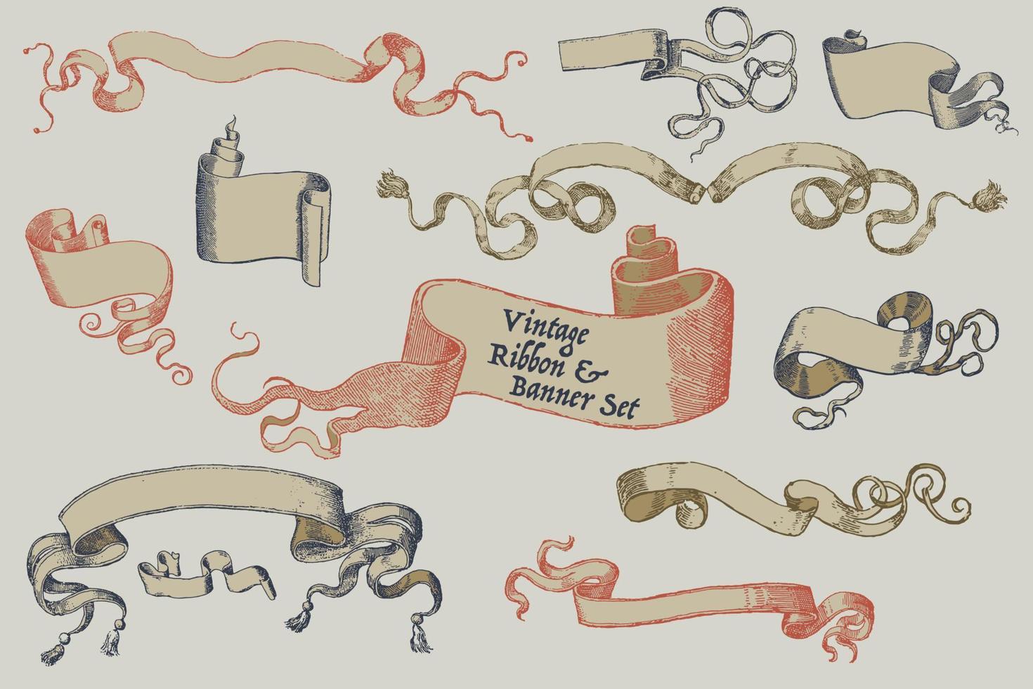 conjunto de banners de cinta vintage. aislado. ilustración vectorial para usar como anuncio, diseño de menú de celebración y diseño de título. vector