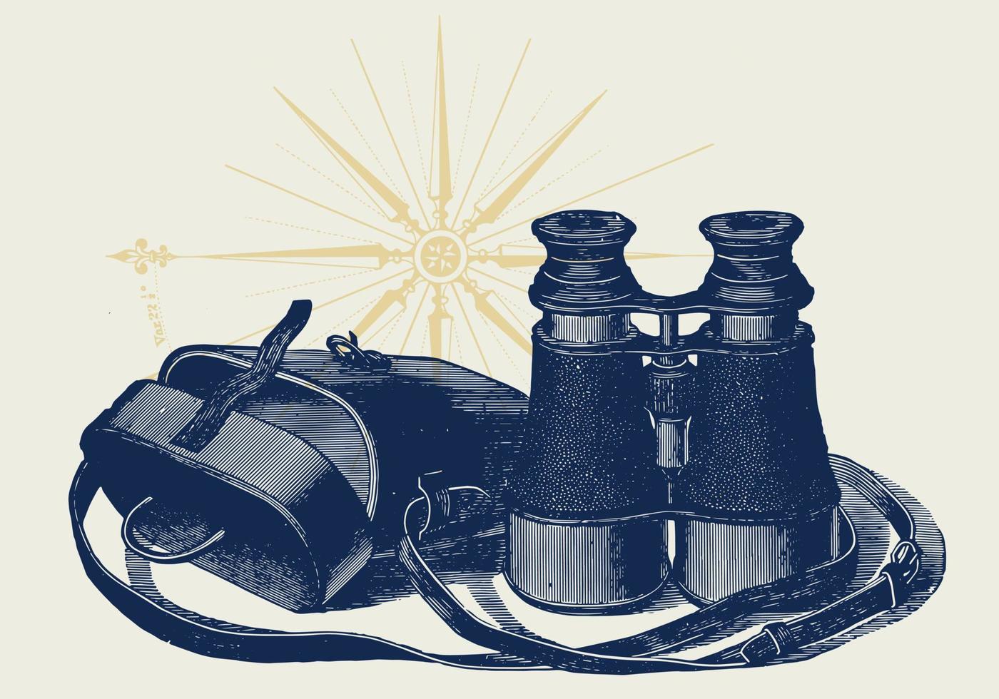 Field and Marine binocular. Vintage vector illustration. Highly detailed.