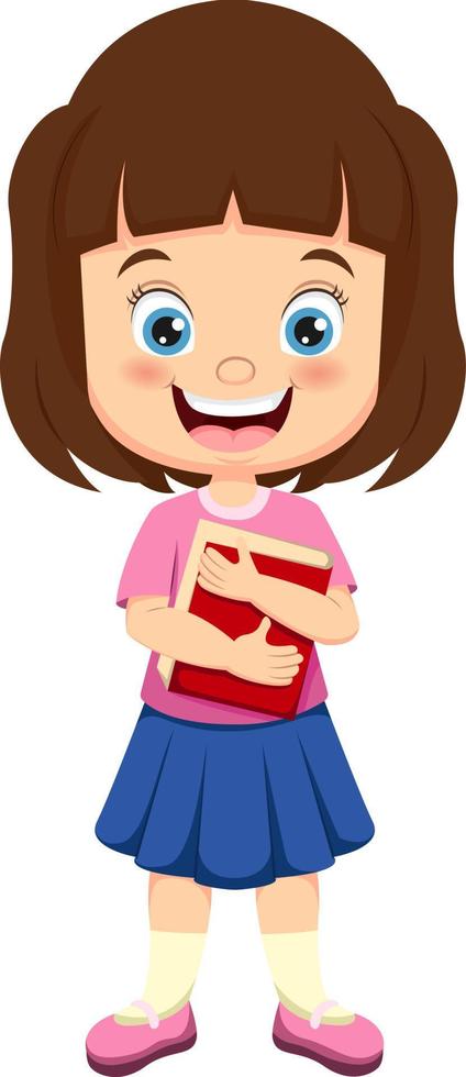 Cartoon little girl holding a book vector