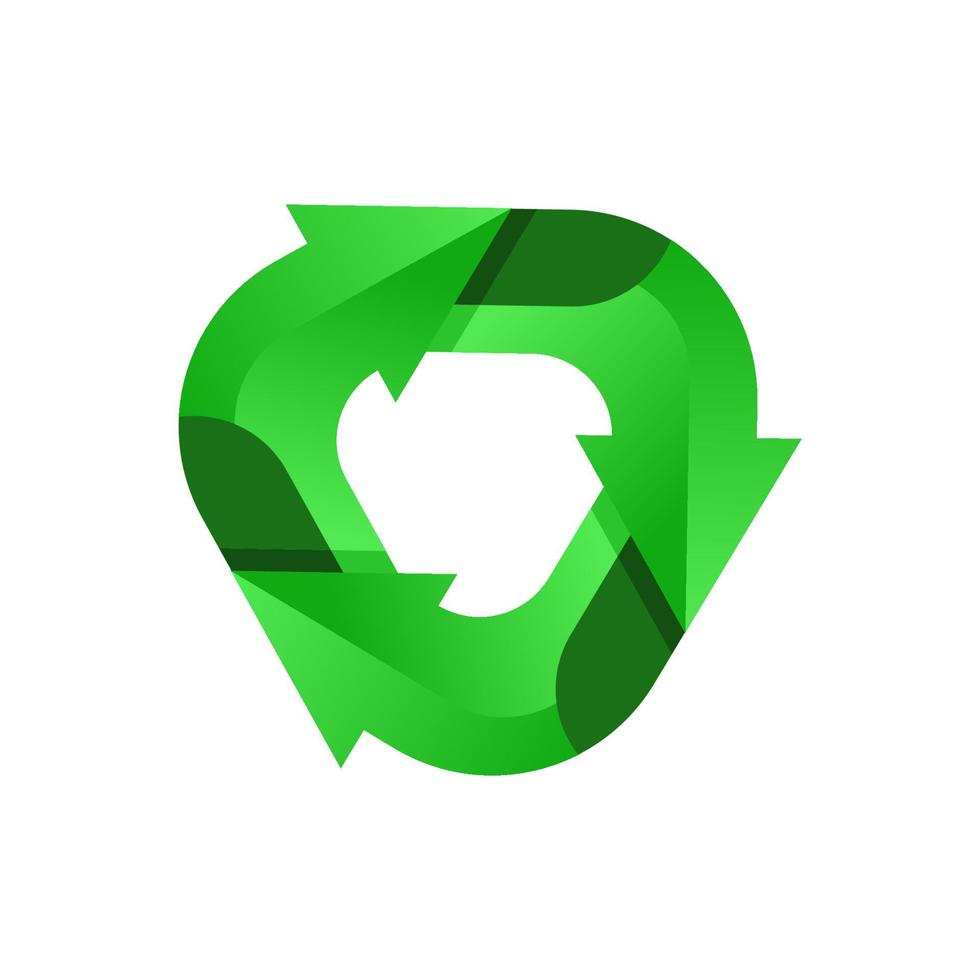 logotipo de reciclaje verde. icono de reciclaje. vector ecológico reciclado. símbolo de la ecología de las flechas de reciclaje. flecha de ciclo reciclado. símbolo ambiental. v