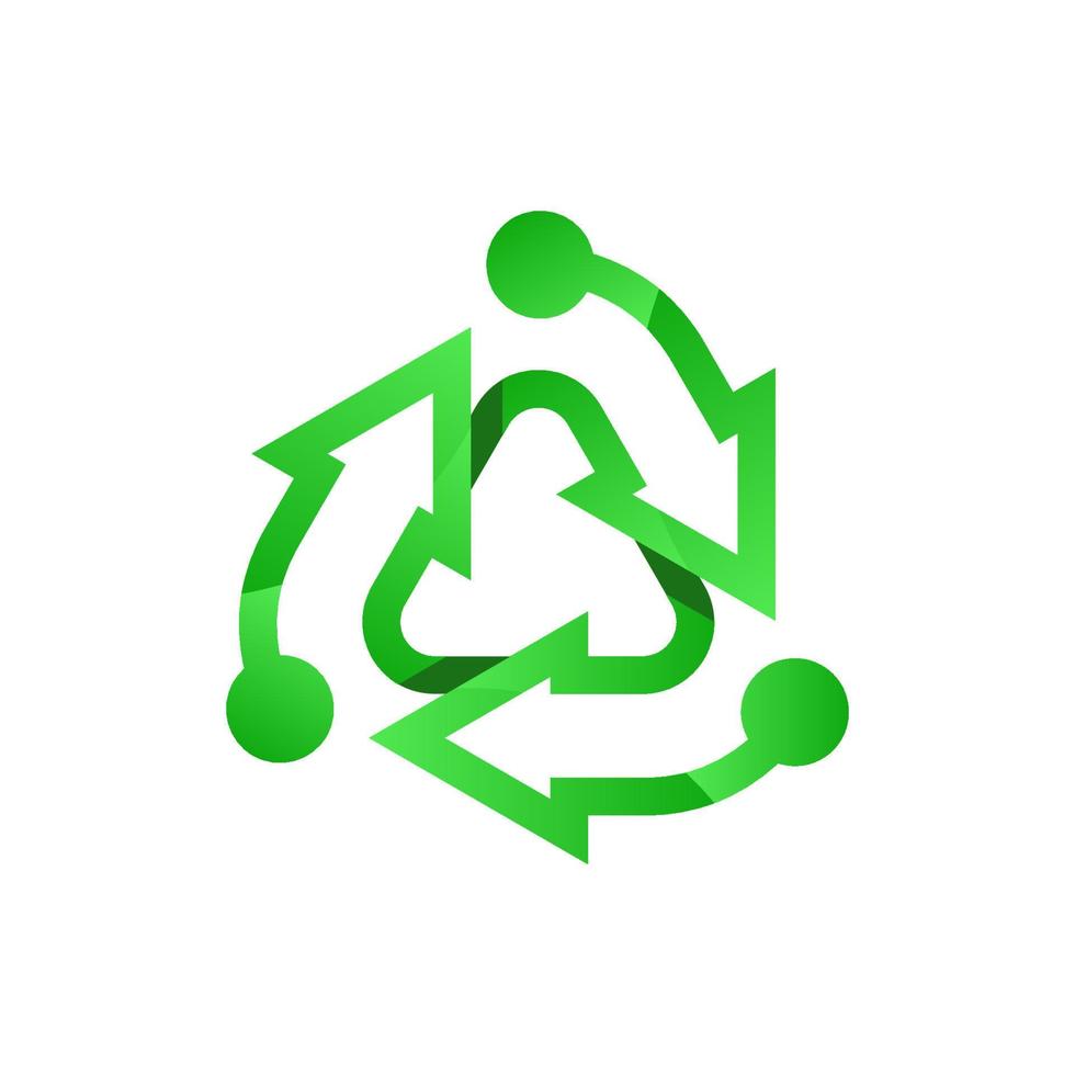 logotipo de reciclaje verde. icono de reciclaje. vector ecológico reciclado. símbolo de la ecología de las flechas de reciclaje. flecha de ciclo reciclado. símbolo ambiental. v