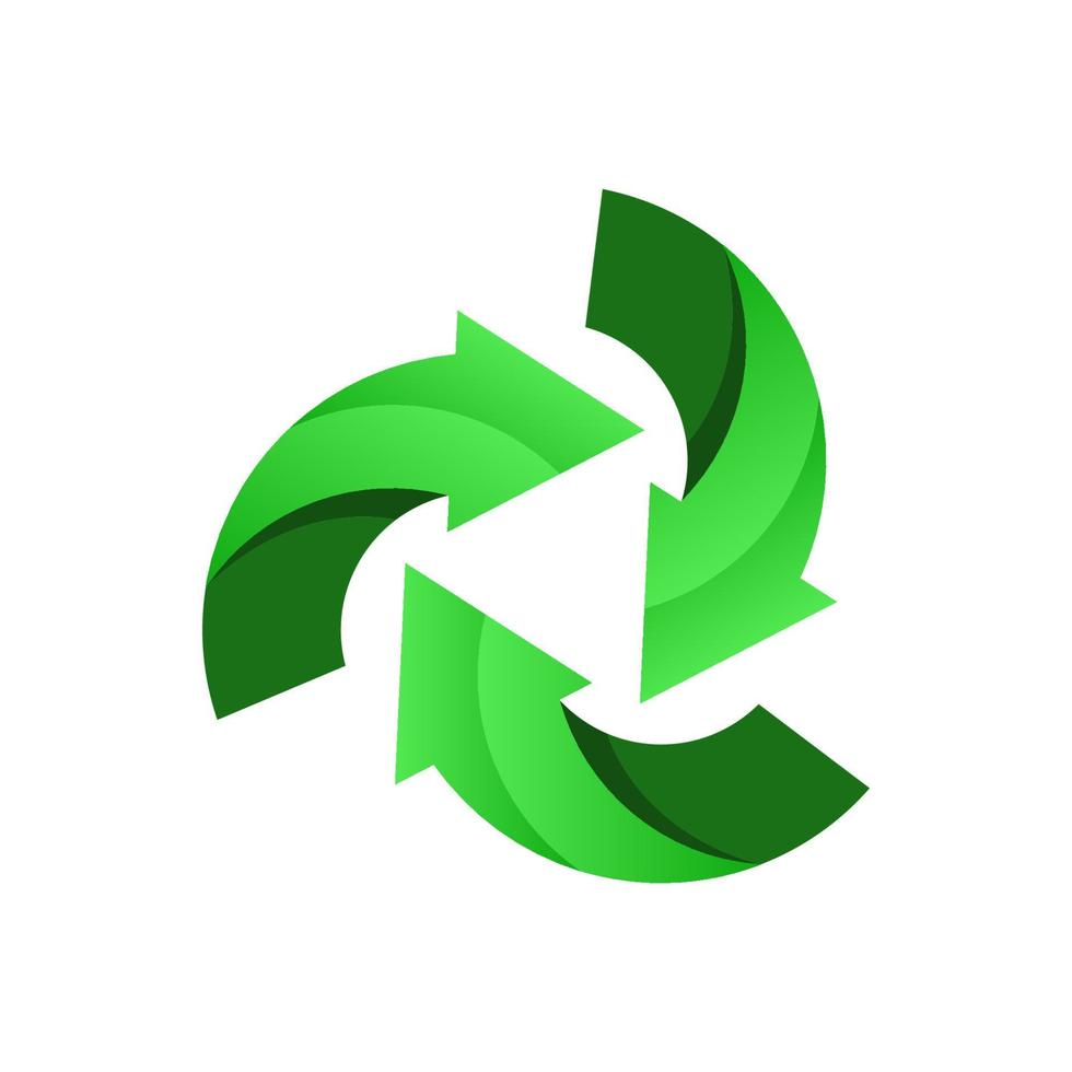 logotipo de reciclaje verde. icono de reciclaje. vector ecológico reciclado. símbolo de la ecología de las flechas de reciclaje. flecha de ciclo reciclado. símbolo ambiental. v