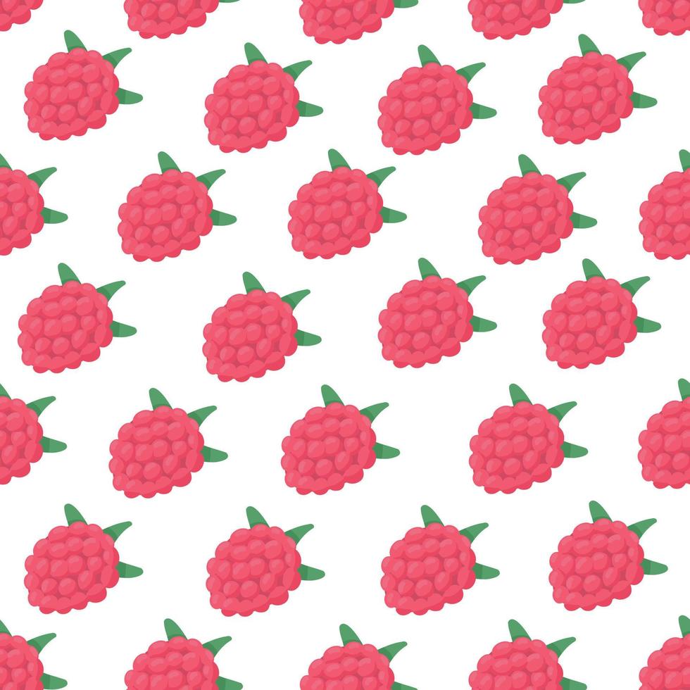 Raspberry seamless pattern. Illustration for printing, backgrounds, covers, packaging, greeting cards, posters, stickers, textile and seasonal design. Isolated on white background. vector