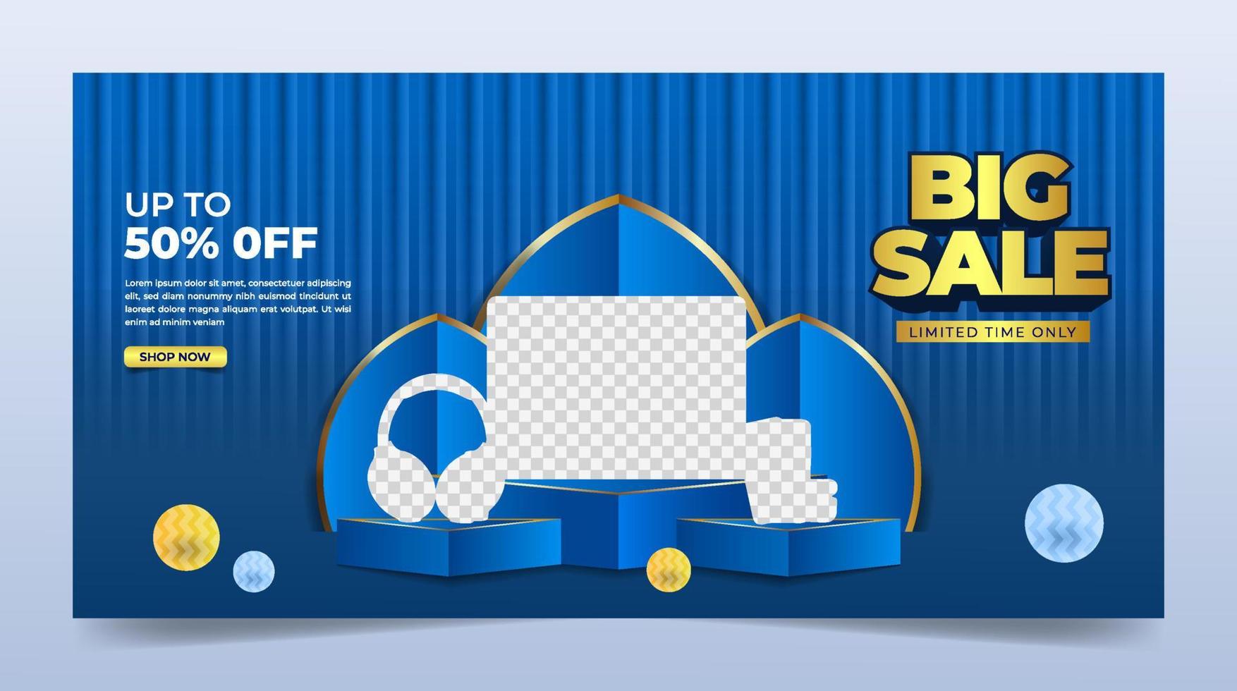 Discount sale promotion event horizontal banner vector