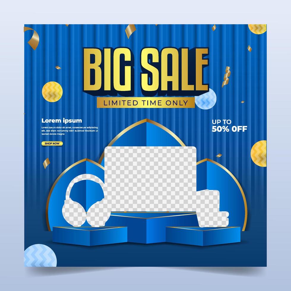 Gadget promotion banner template and social media post vector