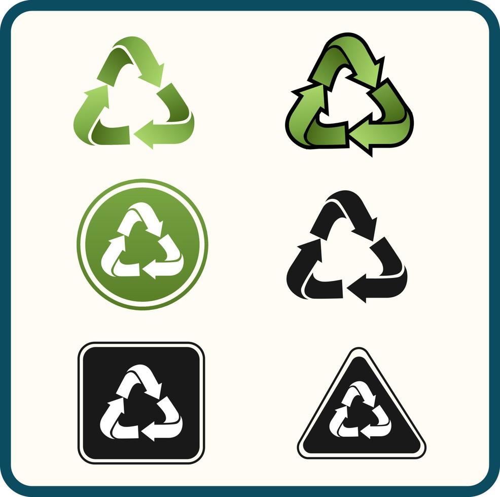 conjunto de iconos de reciclaje. reciclar símbolos vectoriales vector