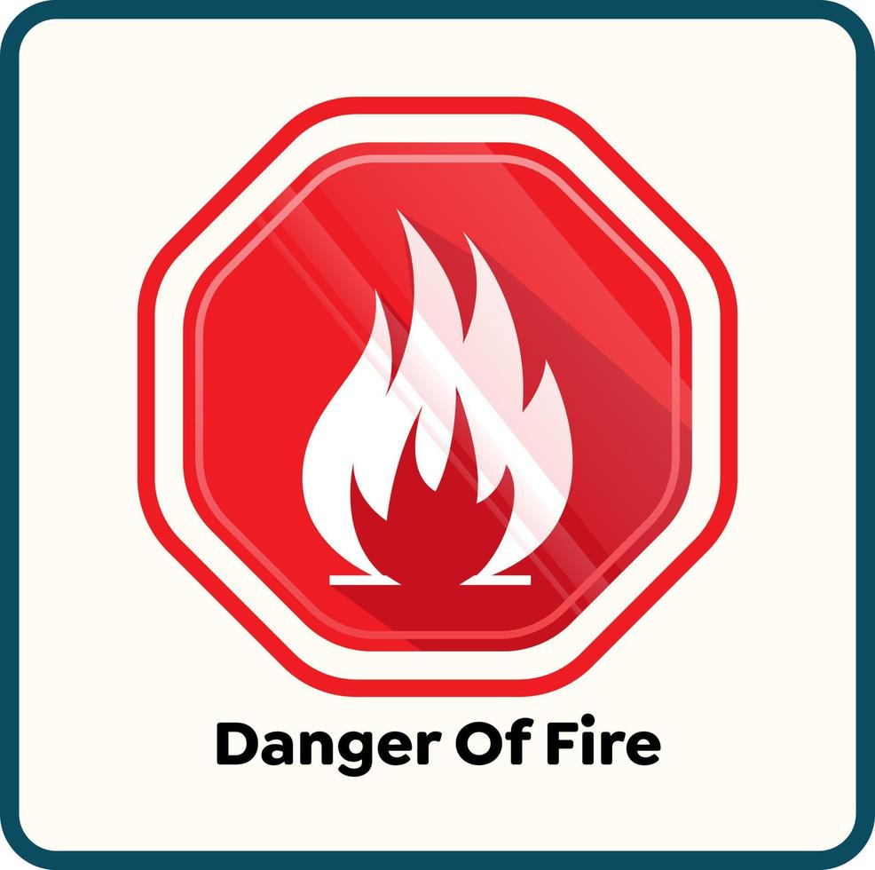 Vector flat fire icon in red shape. No fire sign isolated on cream background