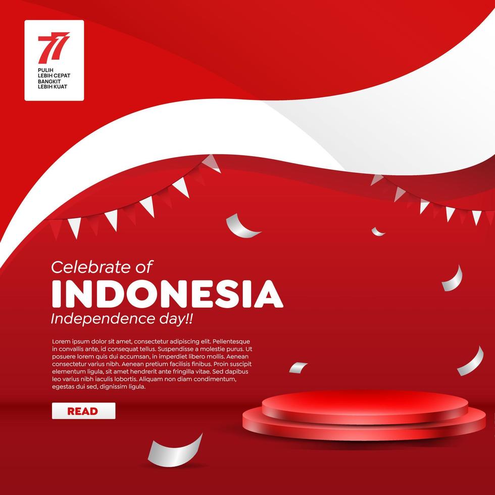 Indonesian independence promotion template vector