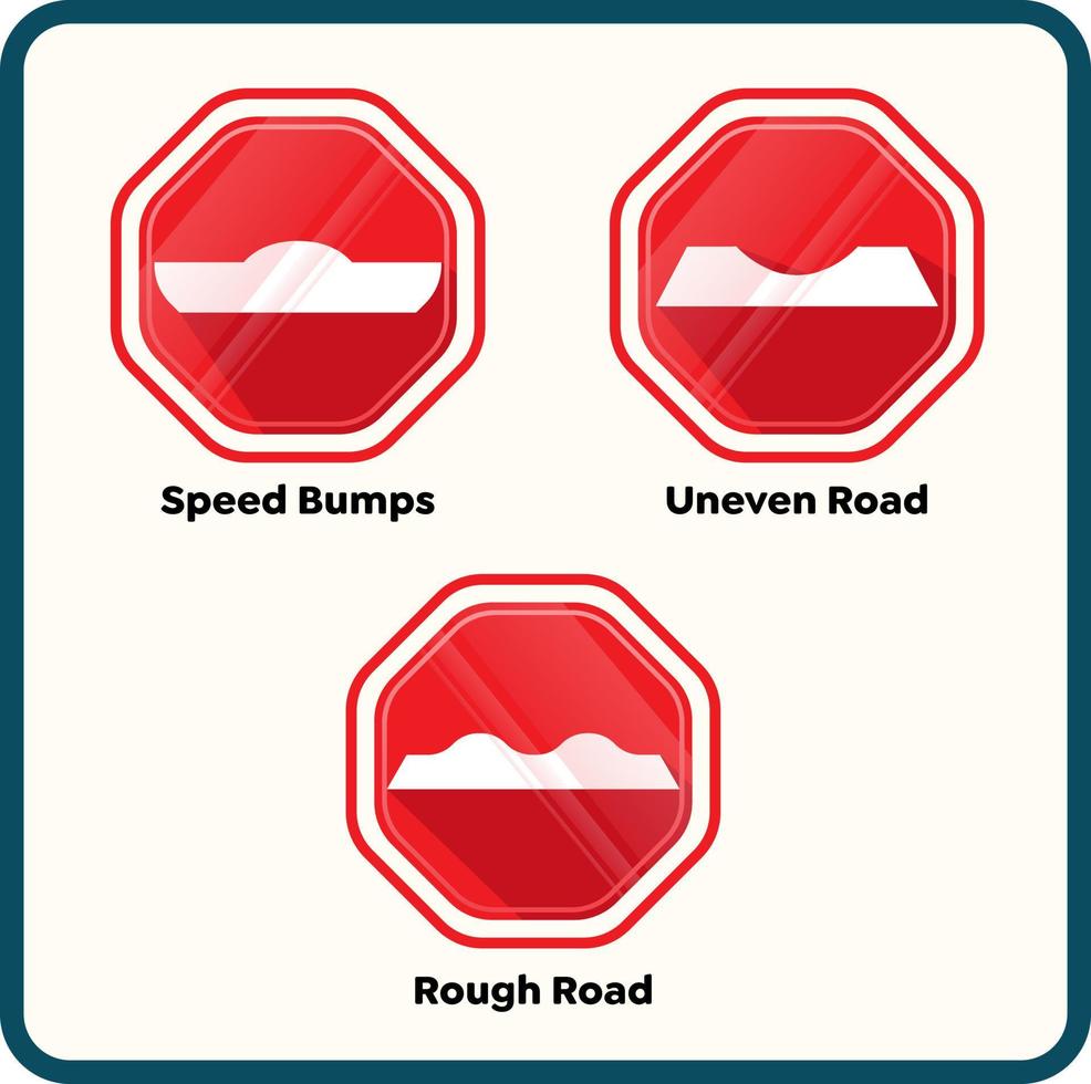 Uneven road surface sign, Speed bump sign. vector