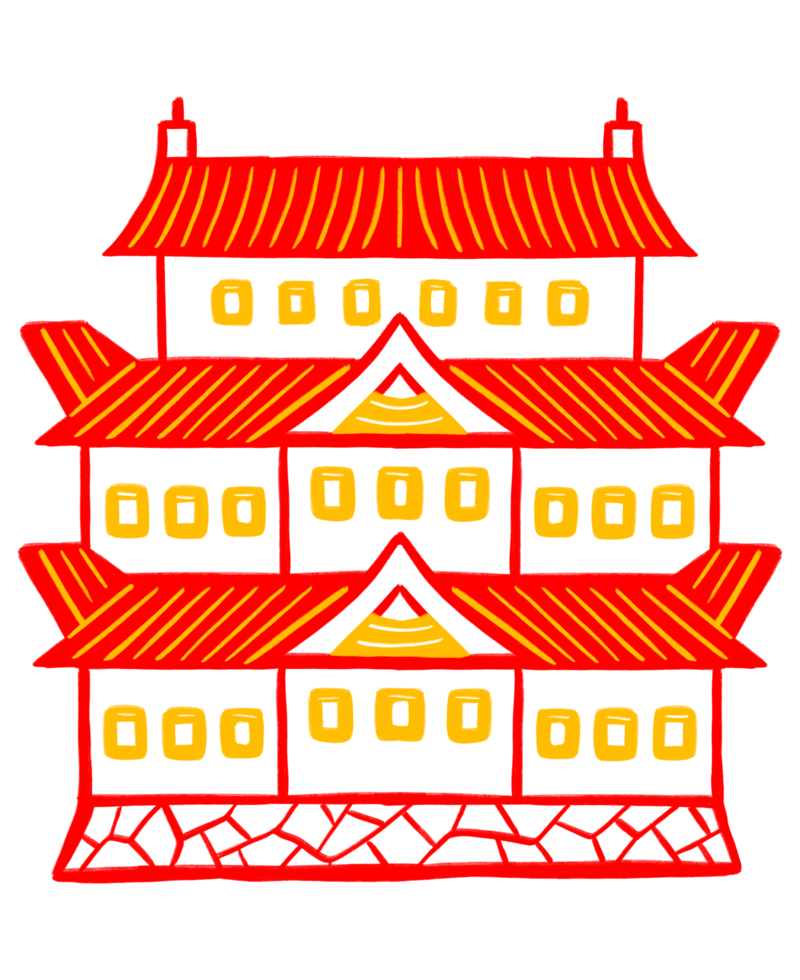 Tokyo Temple Building in flat design style png