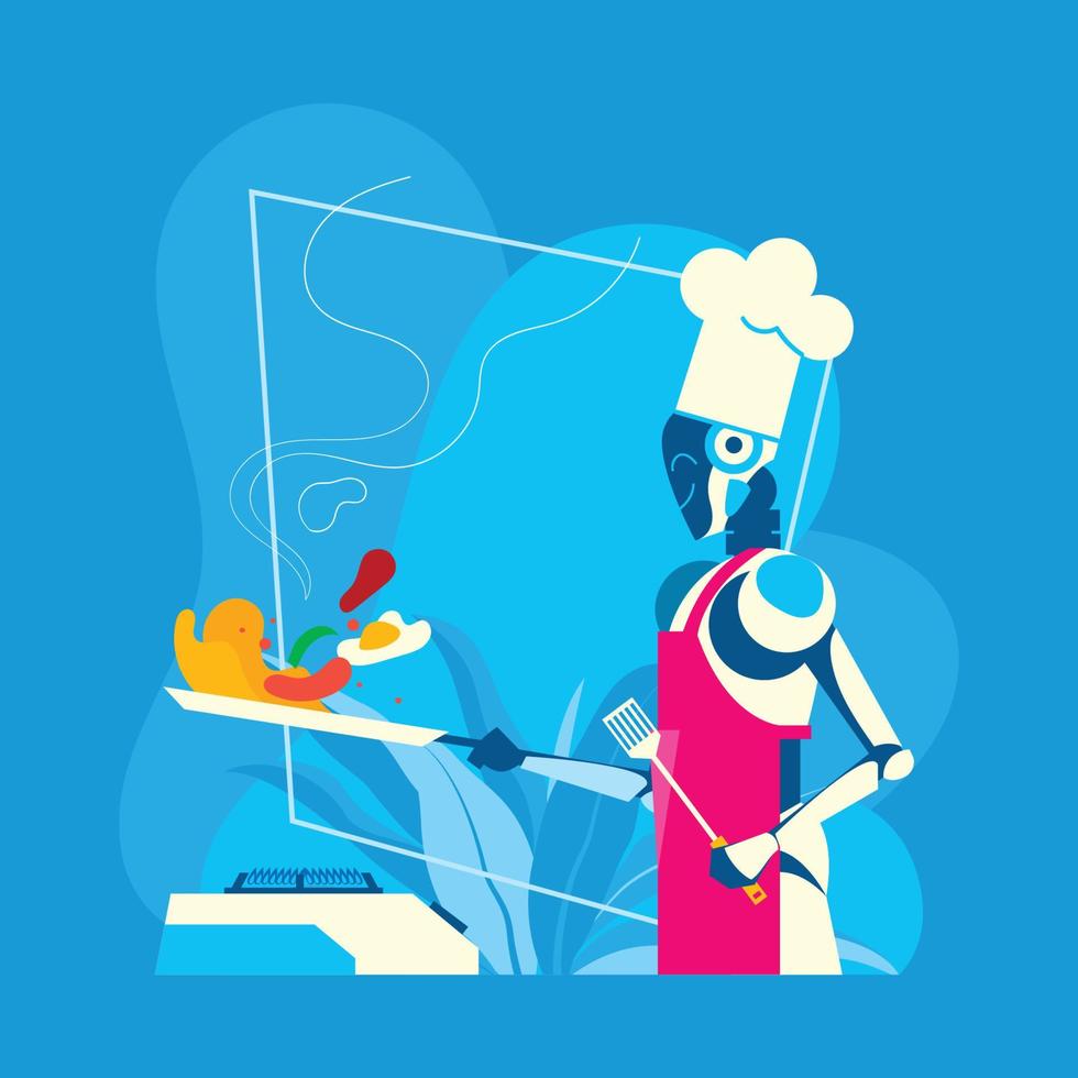 AI Cooker Robot Concept vector
