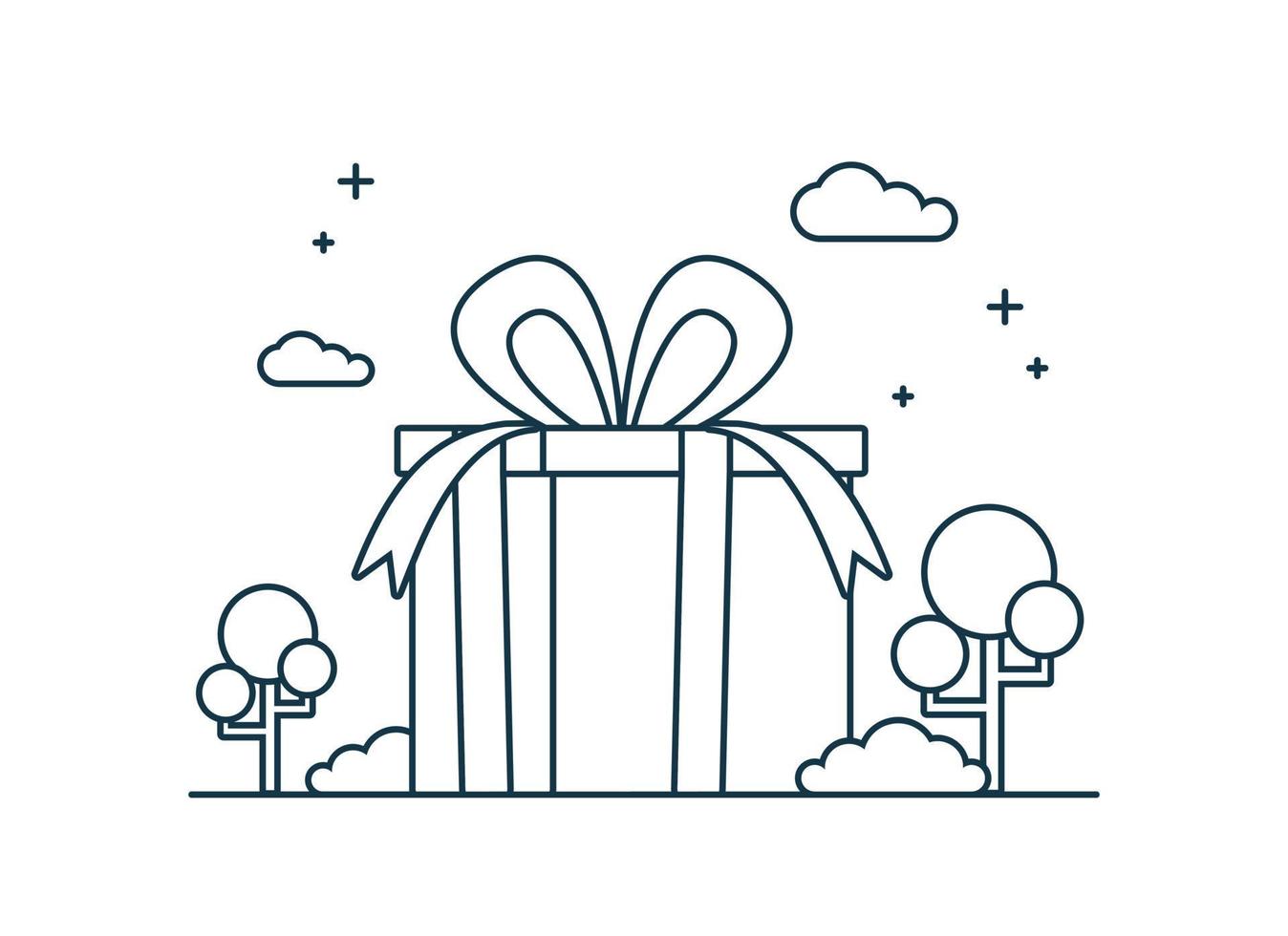 diseño de arte de línea de regalo estilo moderno vector