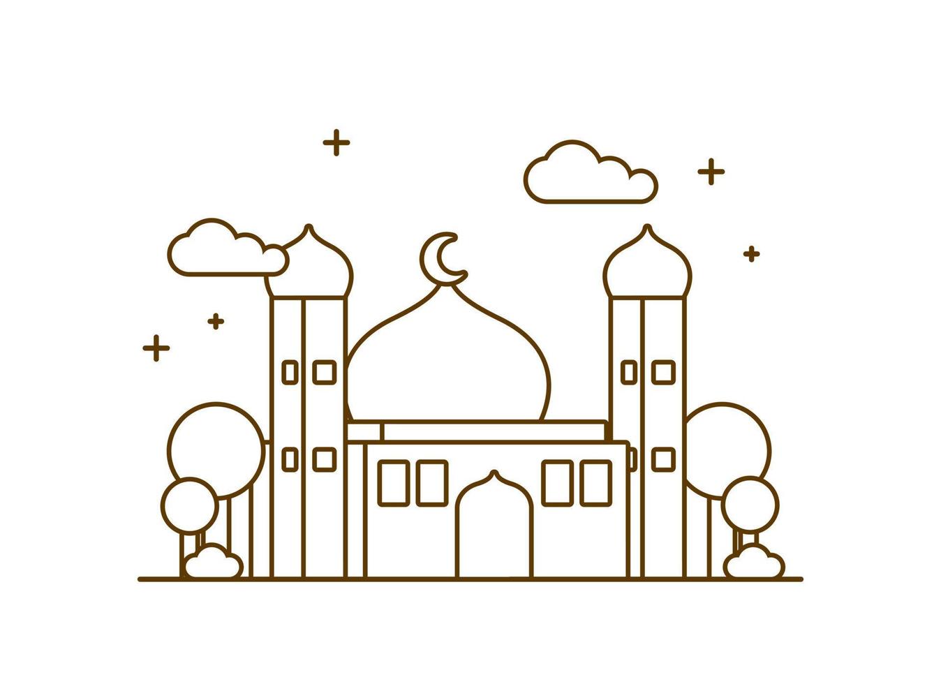 mosque line art design modern style vector