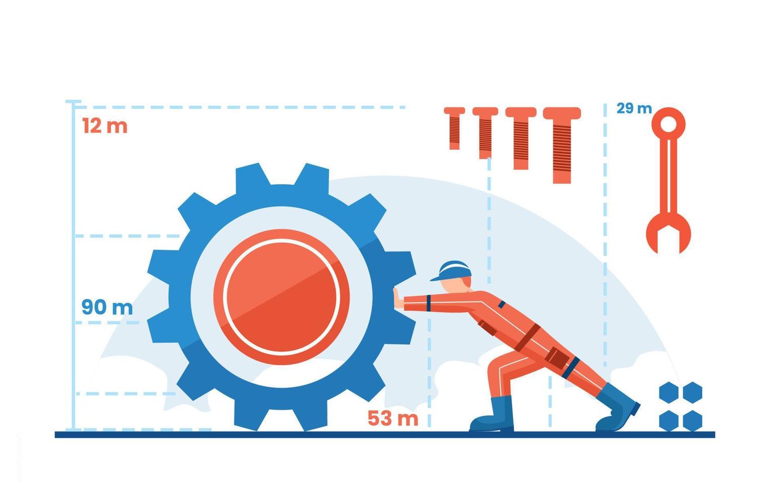 Mechanical engineering character flat illustration vector