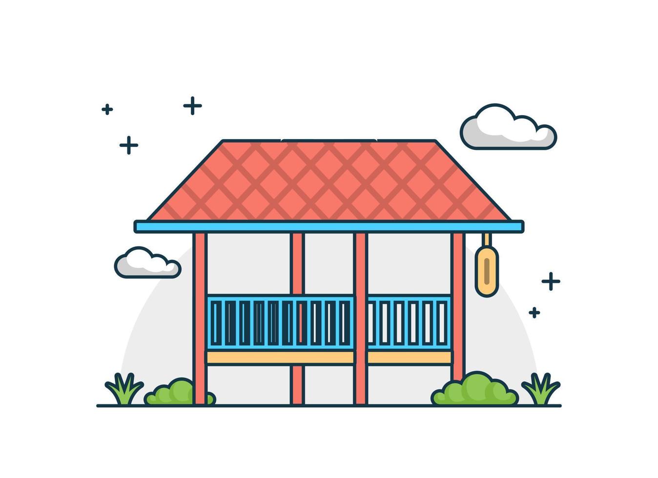 gazebo flat design outline modern style vector