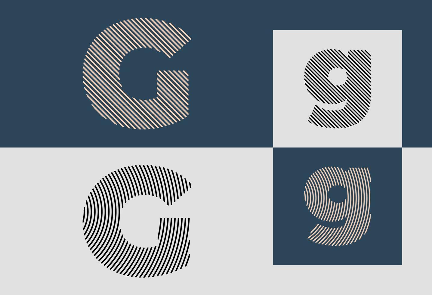 Creative Initial Line Letters G Logo Designs Bundle. vector