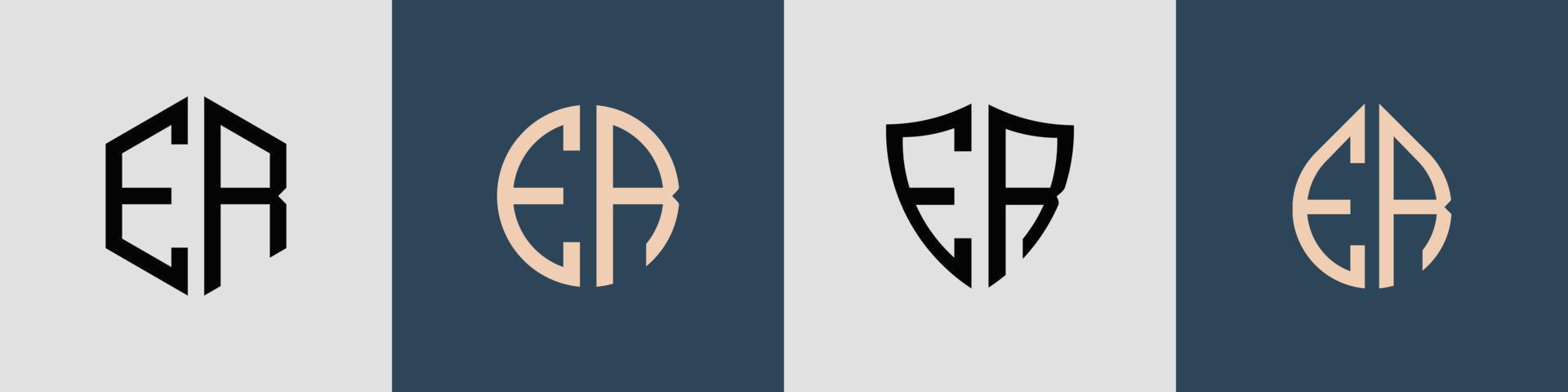 Creative simple Initial Letters ER Logo Designs Bundle. vector