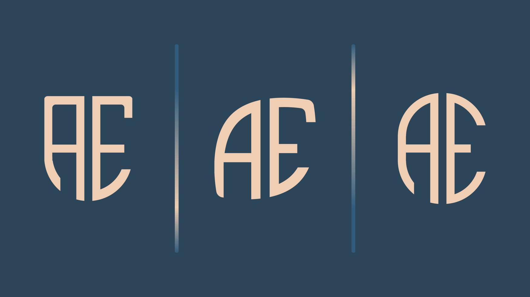 paquete de diseños de logotipo de letras iniciales creativas ae. vector