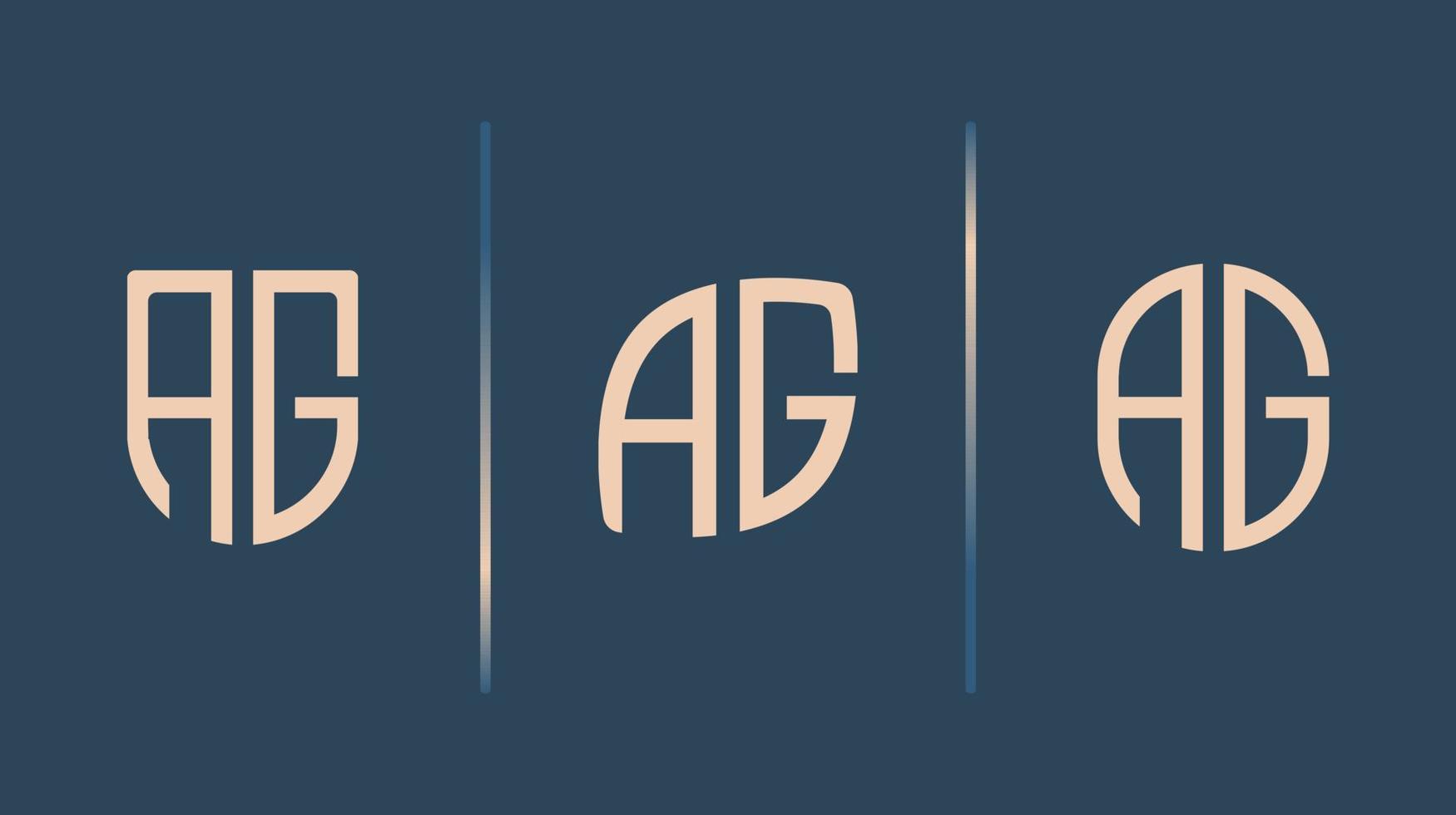 Creative Initial Letters AG Logo Designs Bundle. vector