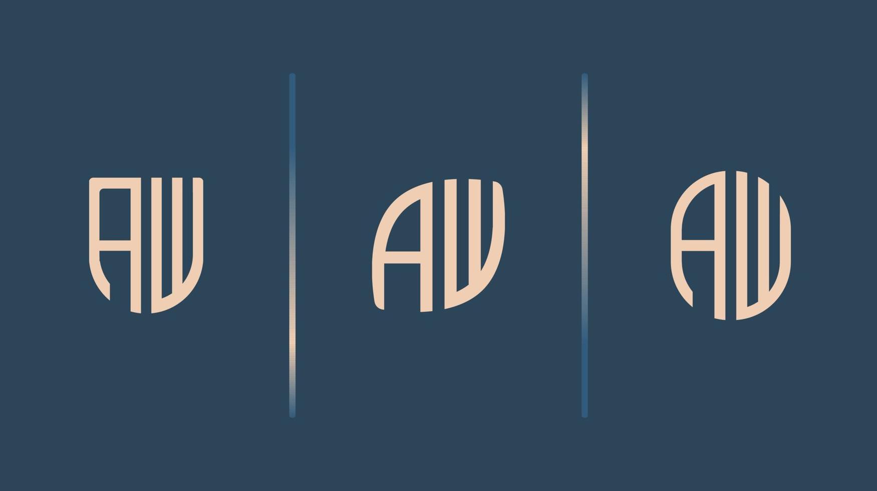 Creative Initial Letters AW Logo Designs Bundle. vector