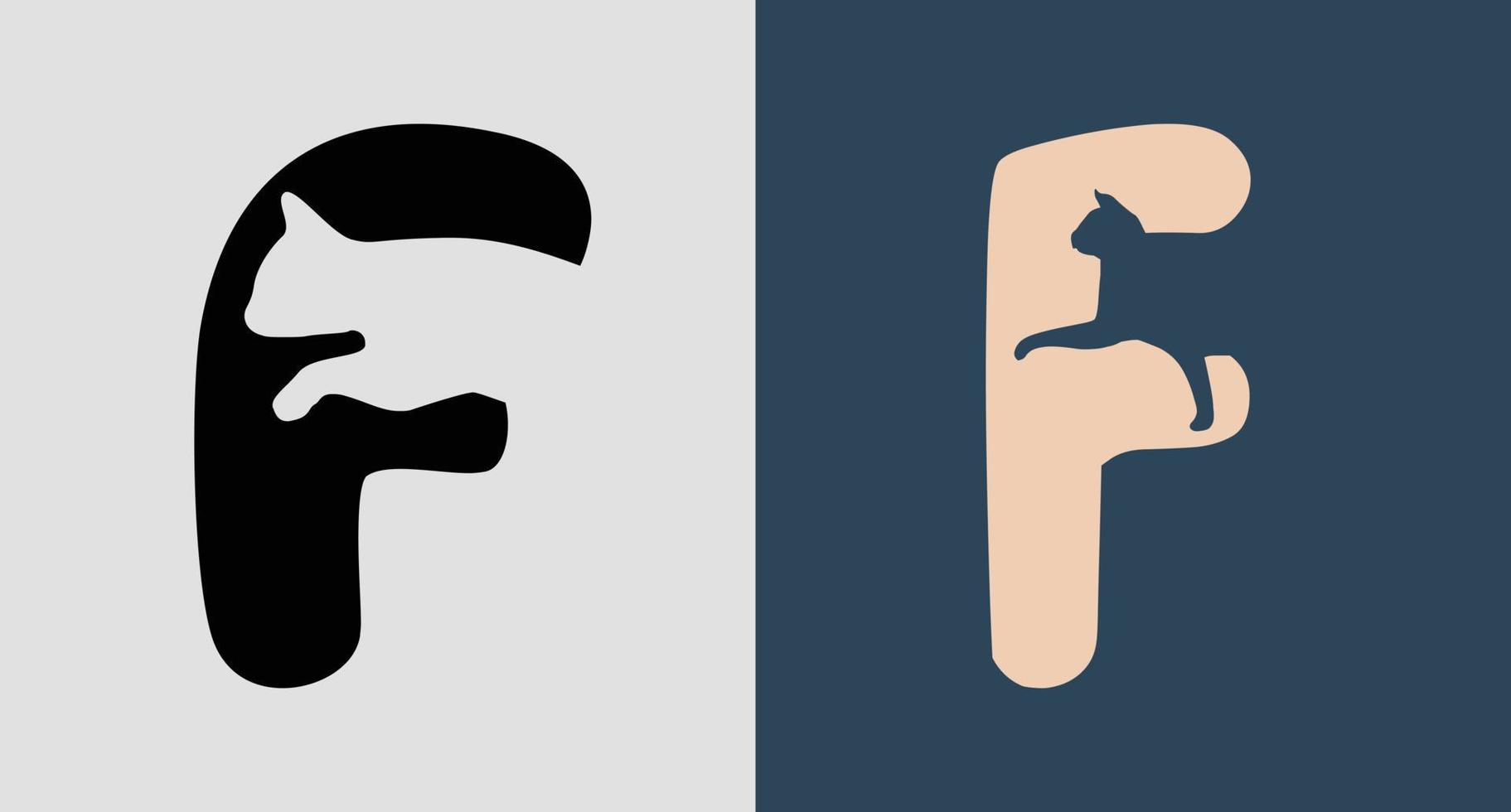 Initial Letters F Cat Logo Designs Bundle. vector