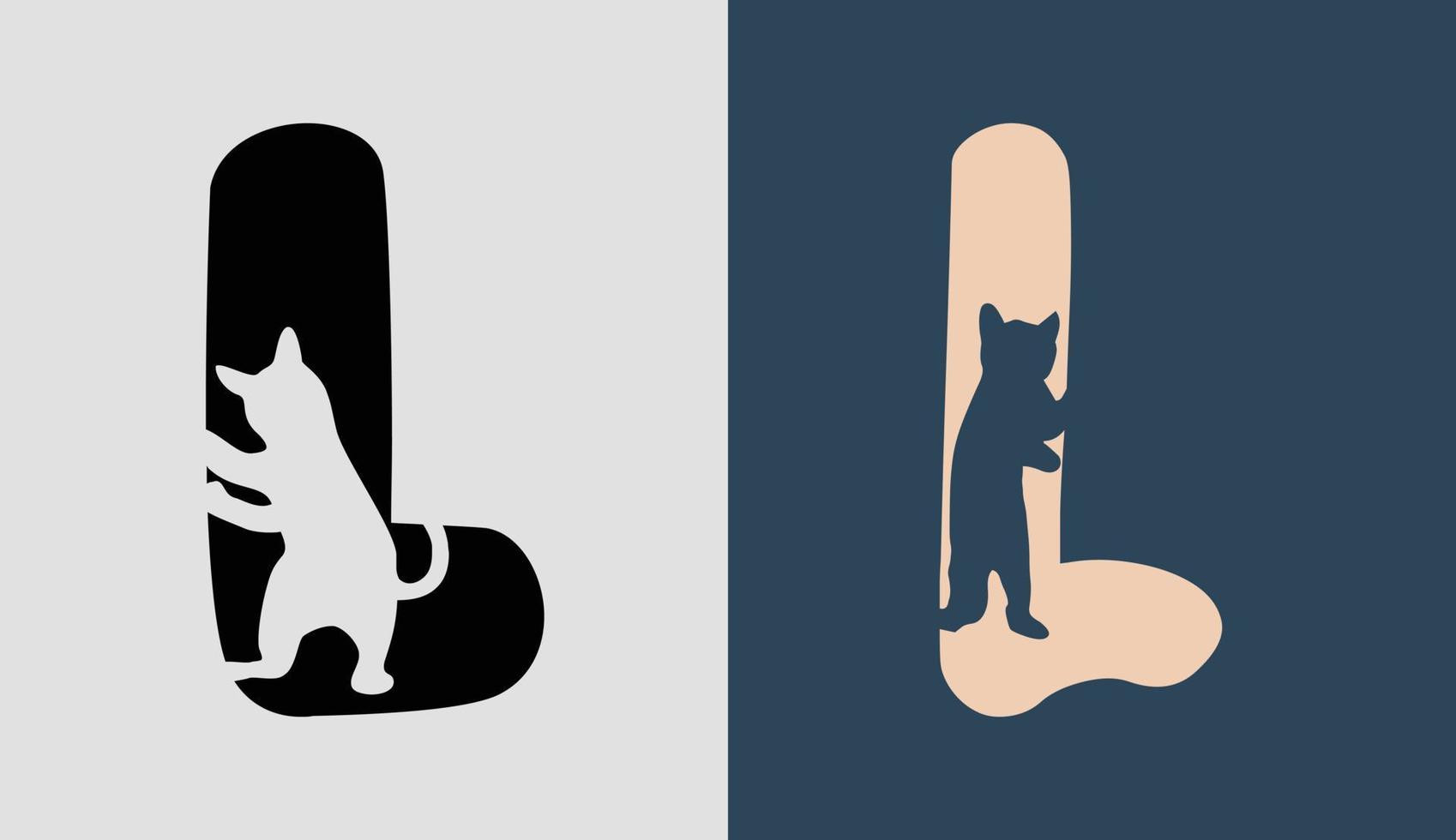 Initial Letters L Cat Logo Designs Bundle. vector