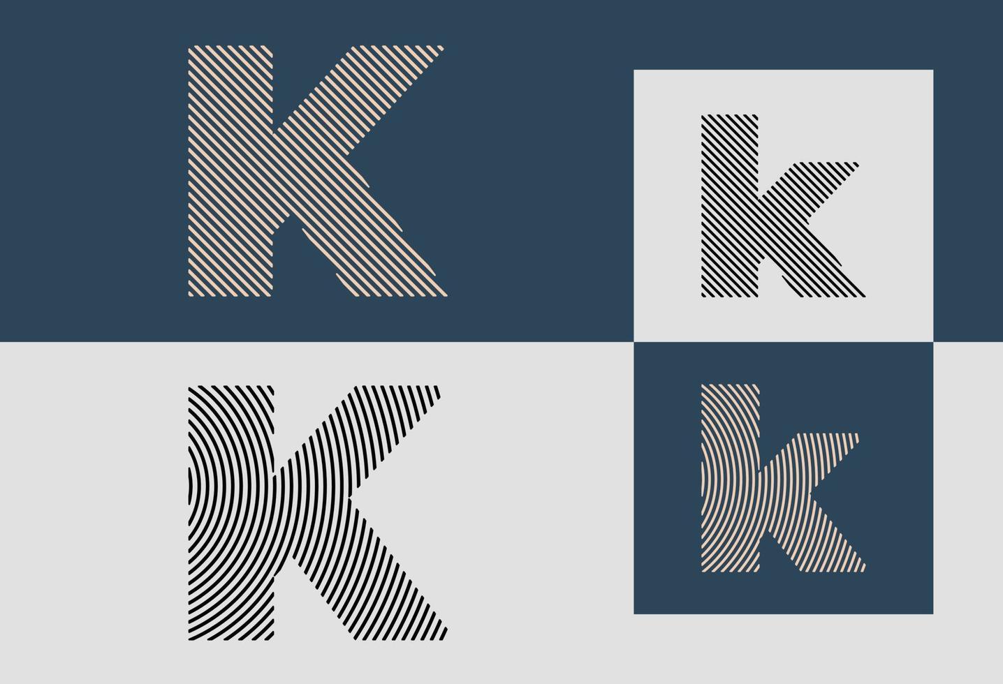 paquete de diseños de logotipo de letras k de línea inicial creativa. vector