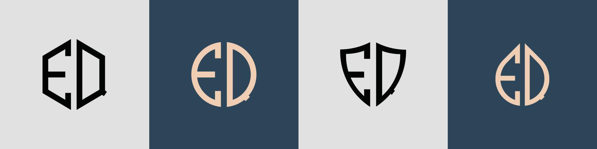 Creative simple Initial Letters EQ Logo Designs Bundle. vector