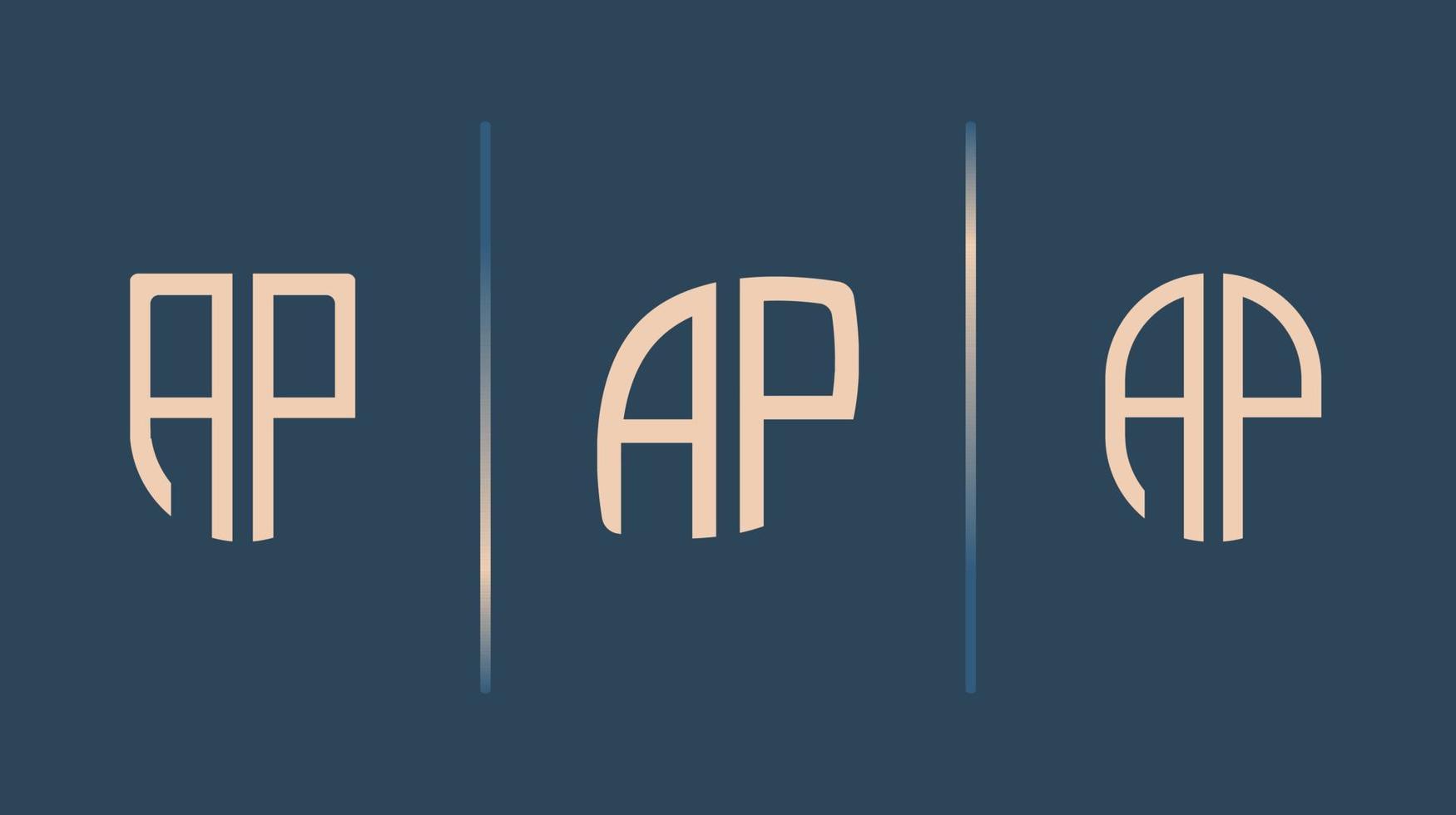 Creative Initial Letters AP Logo Designs Bundle. vector