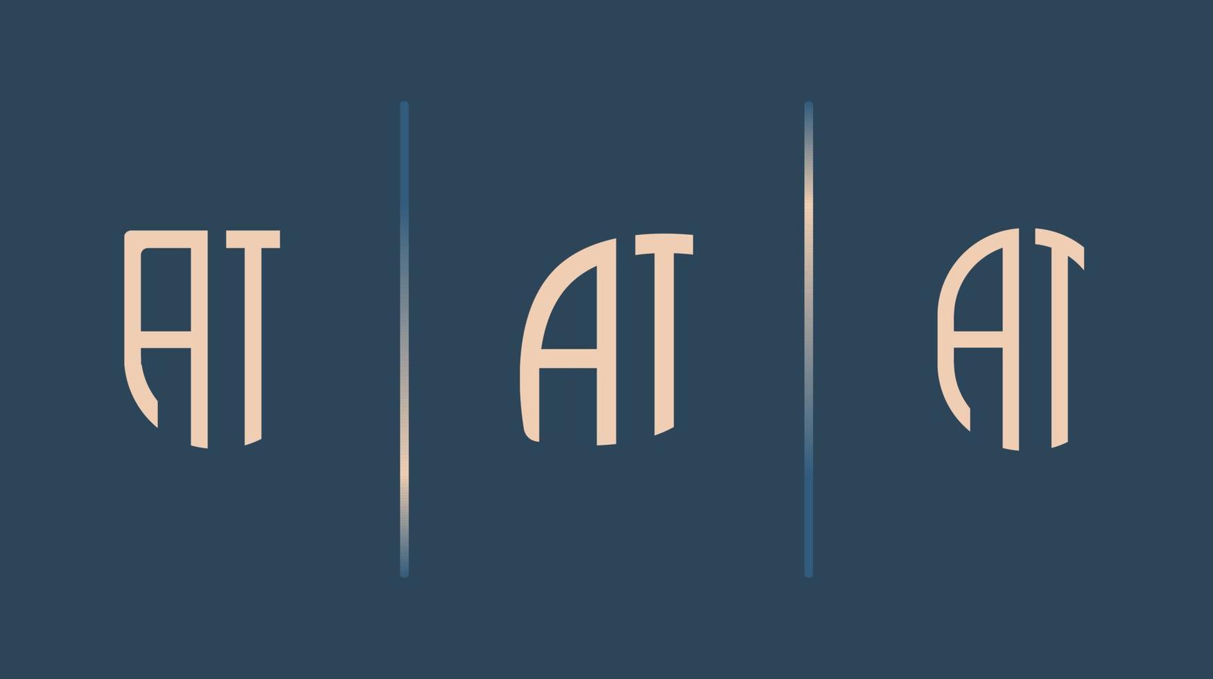 Creative Initial Letters AT Logo Designs Bundle. vector