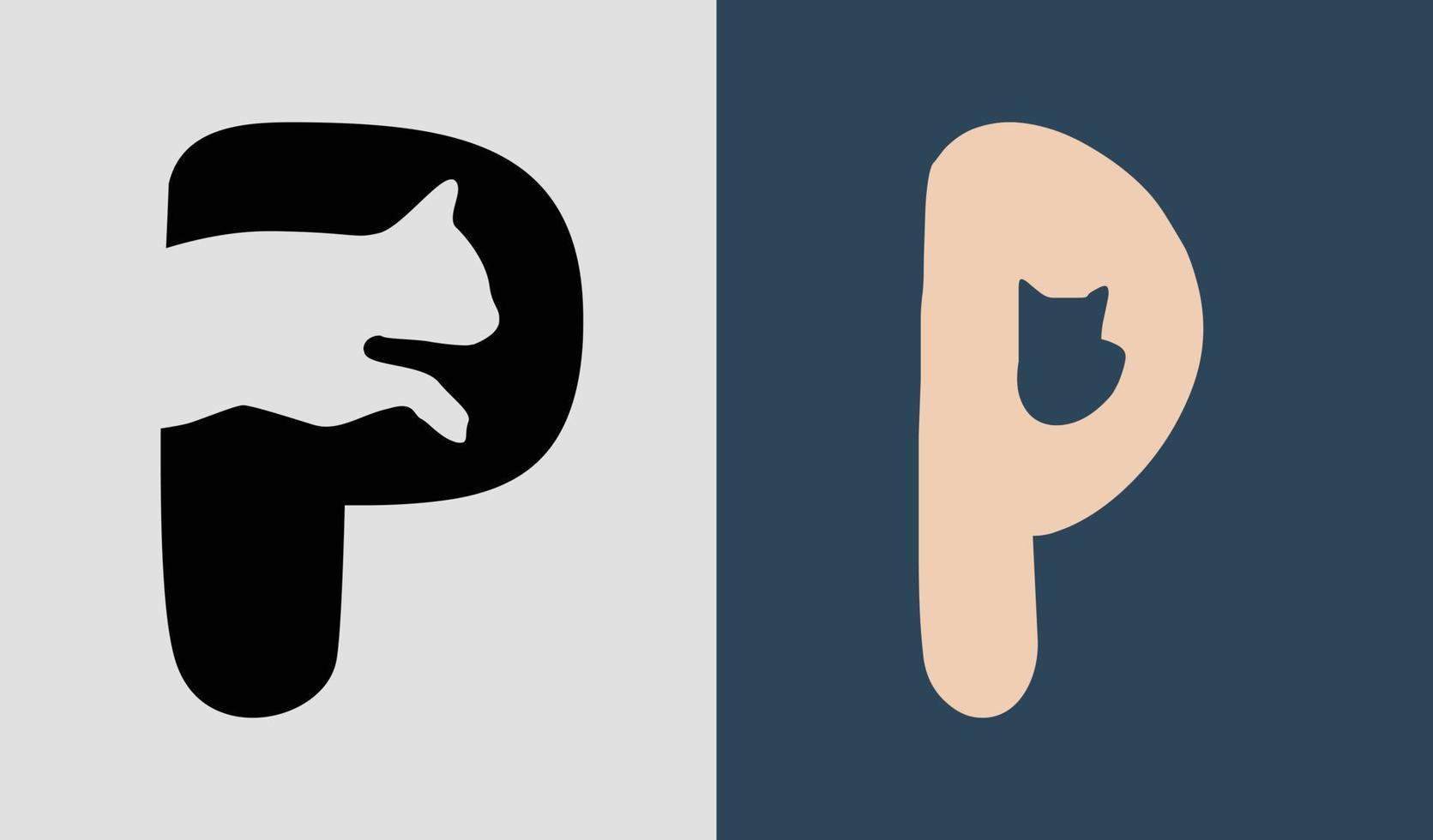 Initial Letters P Cat Logo Designs Bundle. vector