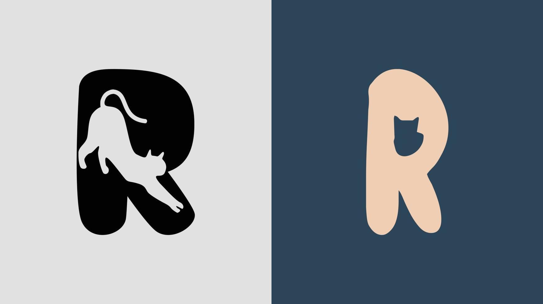 Initial Letters R Cat Logo Designs Bundle. vector