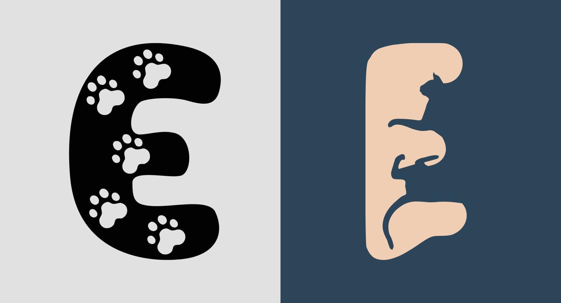 Initial Letters E Cat Logo Designs Bundle. vector