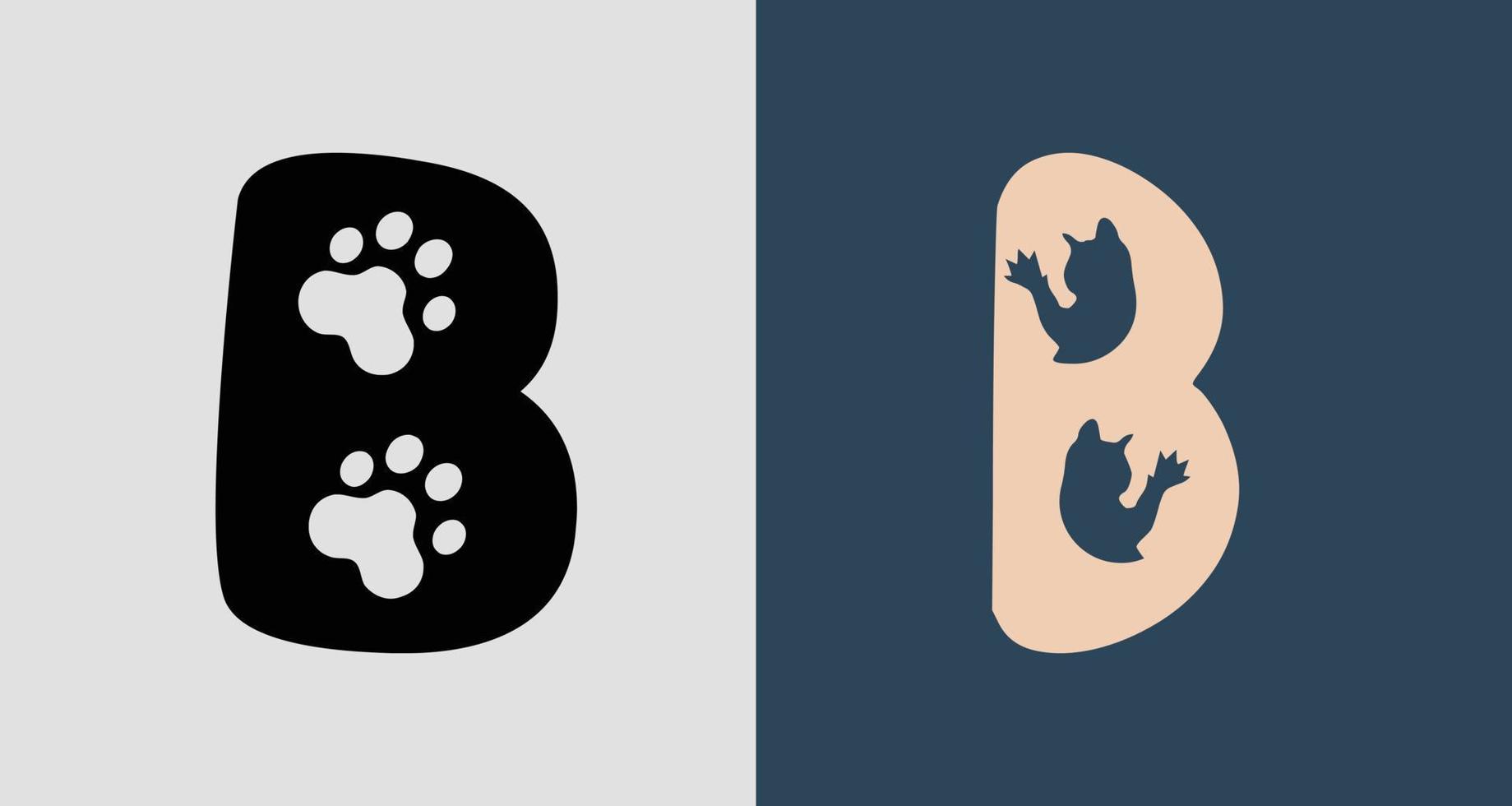 Initial Letters B Cat Logo Designs Bundle. vector