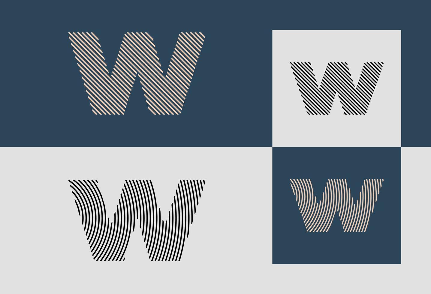 Creative Initial Line Letters W Logo Designs Bundle. vector