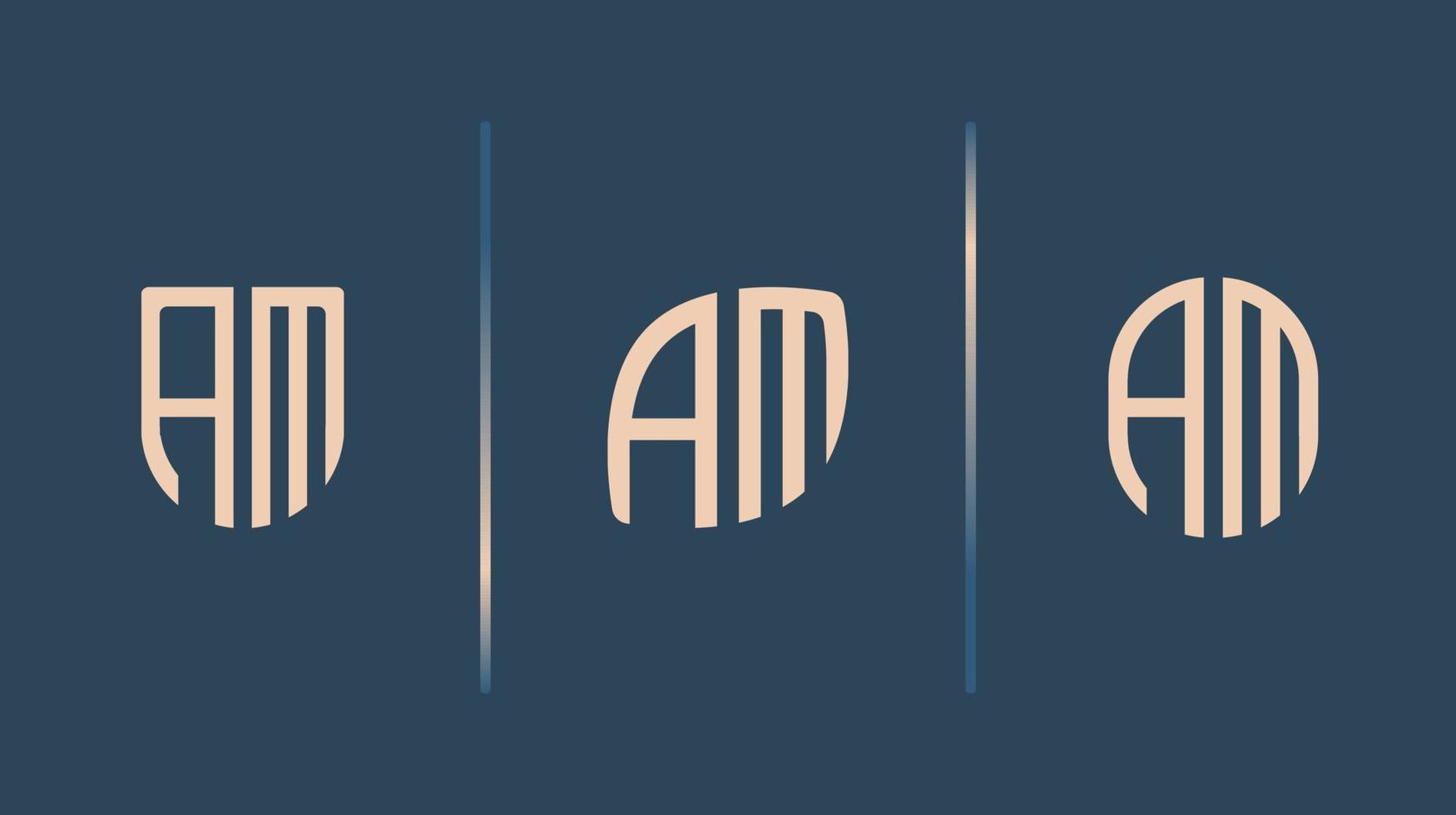 Creative Initial Letters AM Logo Designs Bundle. vector