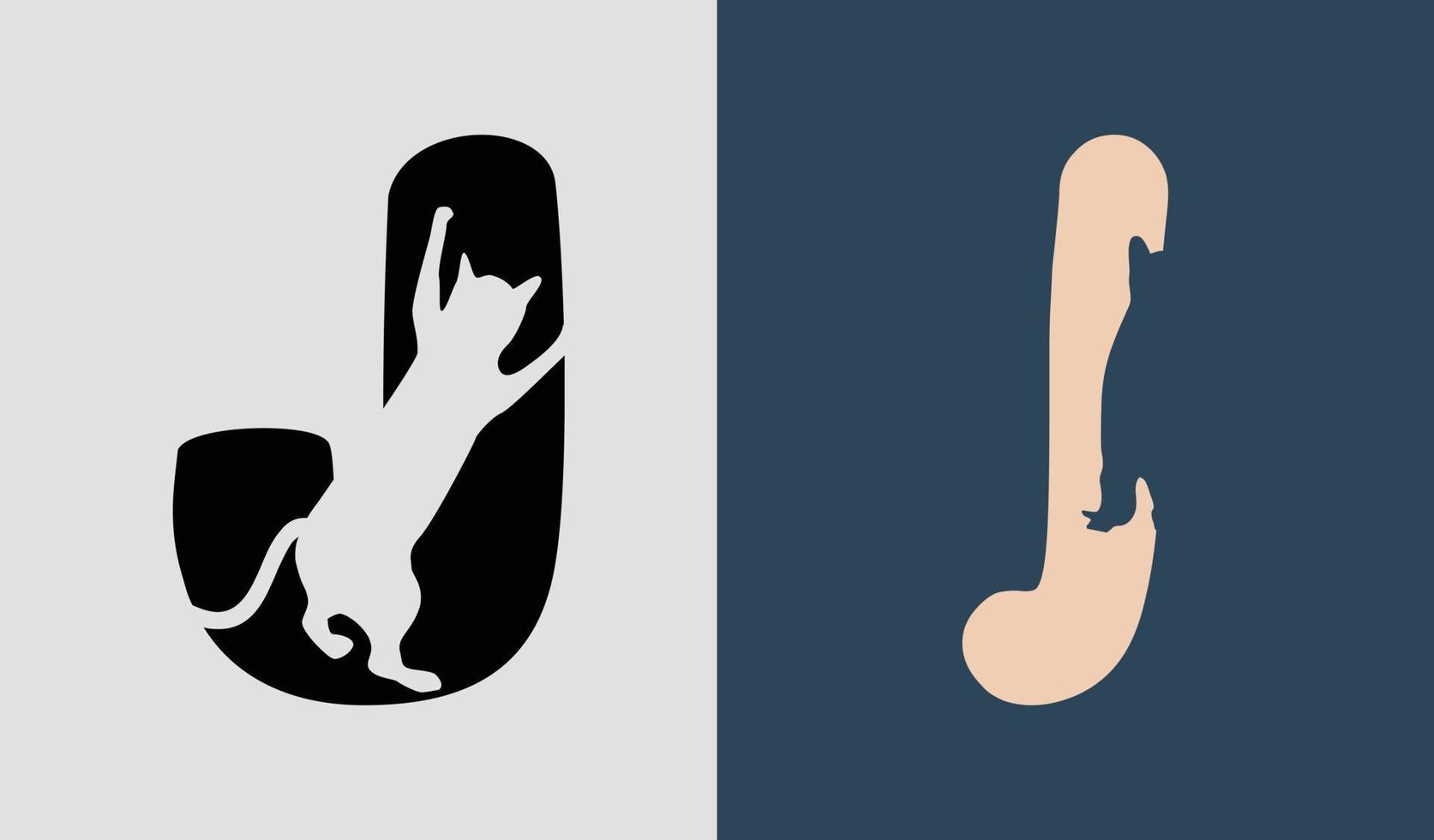Initial Letters J Cat Logo Designs Bundle. vector