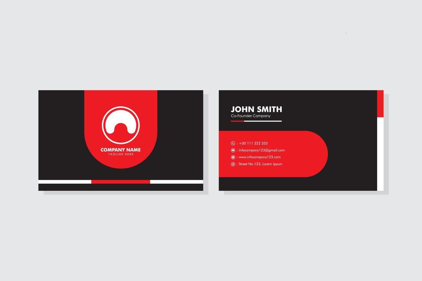 black, red and white business card template design vector