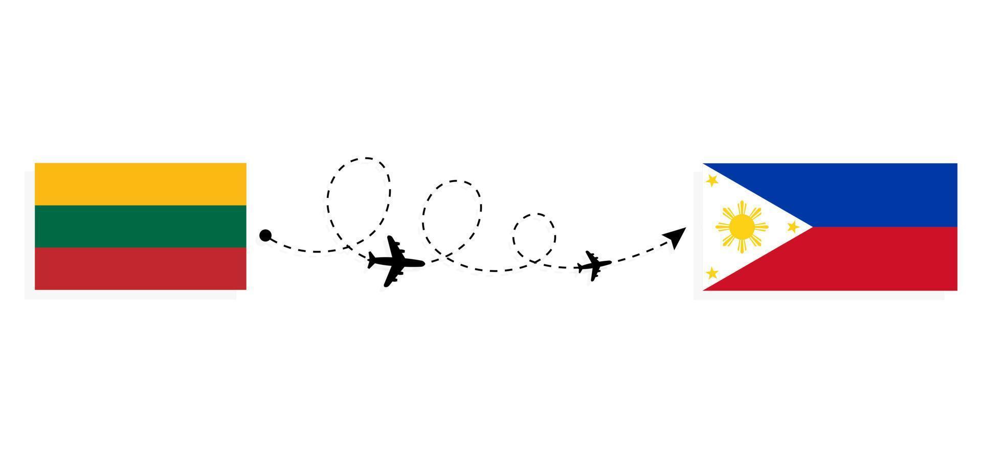 Flight and travel from Lithuania to Philippines by passenger airplane Travel concept vector