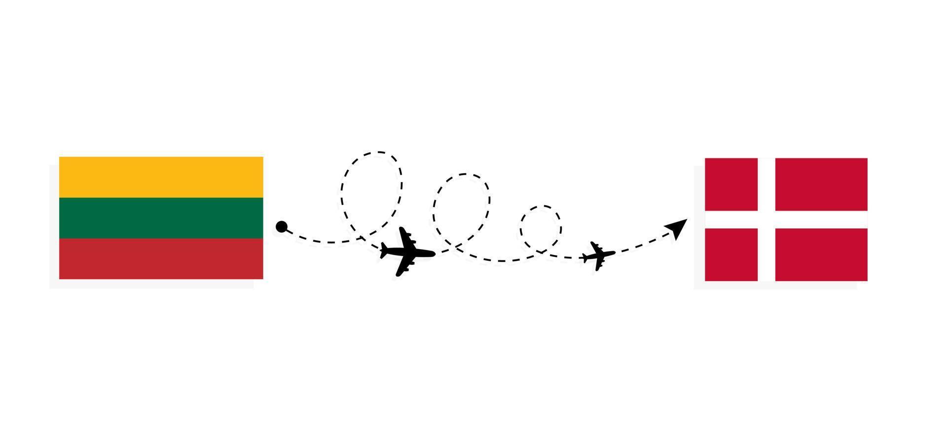 vuelo y viaje de lituania a dinamarca por concepto de viaje en avión de pasajeros vector