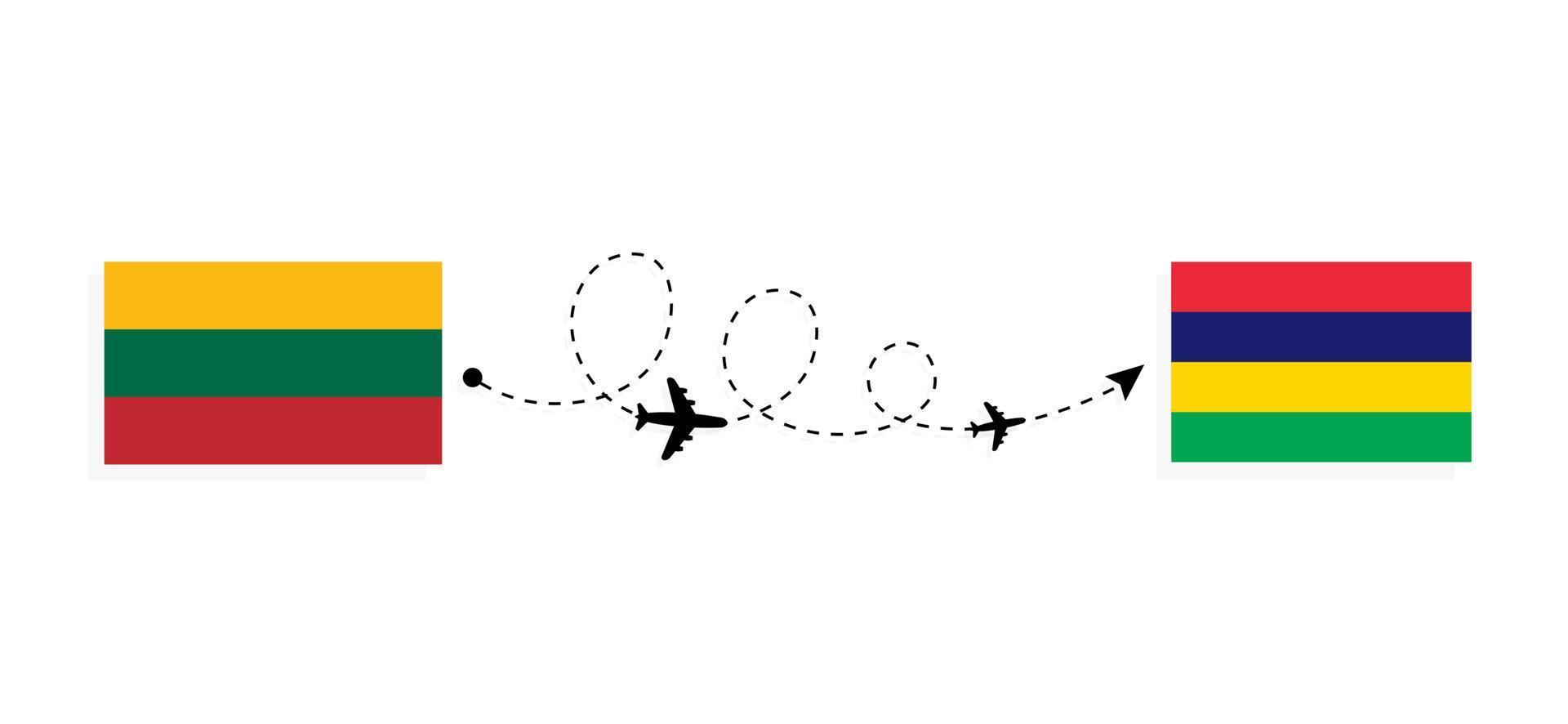 vuelo y viaje desde lituania a mauricio por concepto de viaje en avión de pasajeros vector