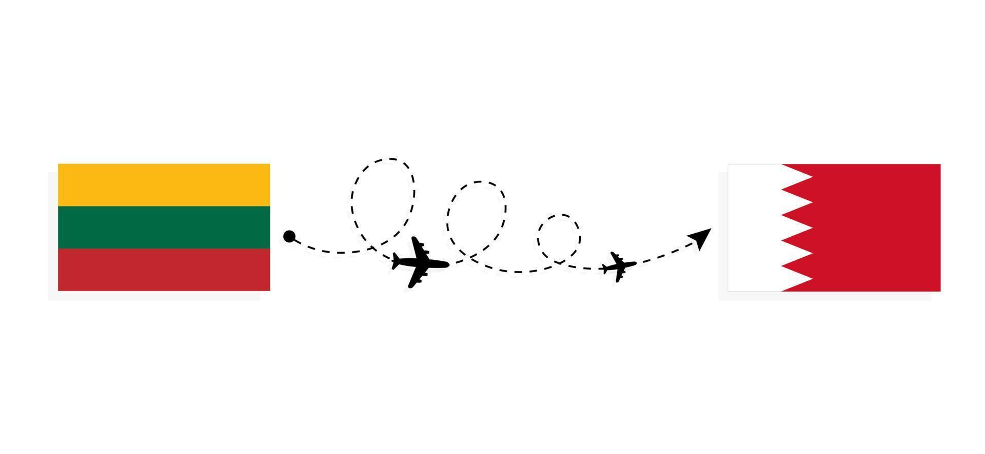 Flight and travel from Lithuania to Bahrain by passenger airplane Travel concept vector