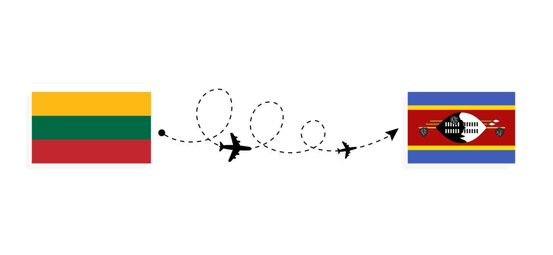 Flight and travel from Lithuania to Eswatini by passenger airplane Travel concept vector