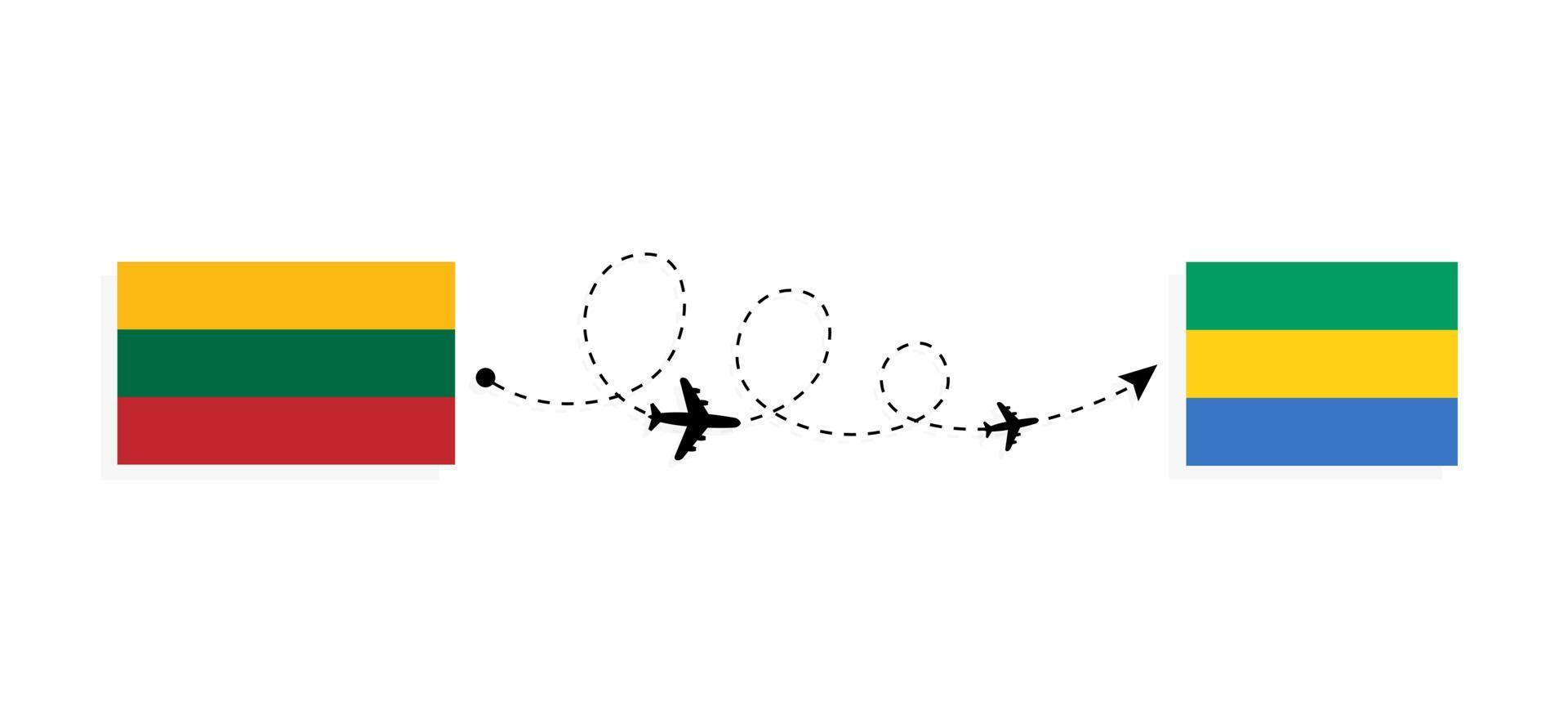 Flight and travel from Lithuania to Gabon by passenger airplane Travel concept vector