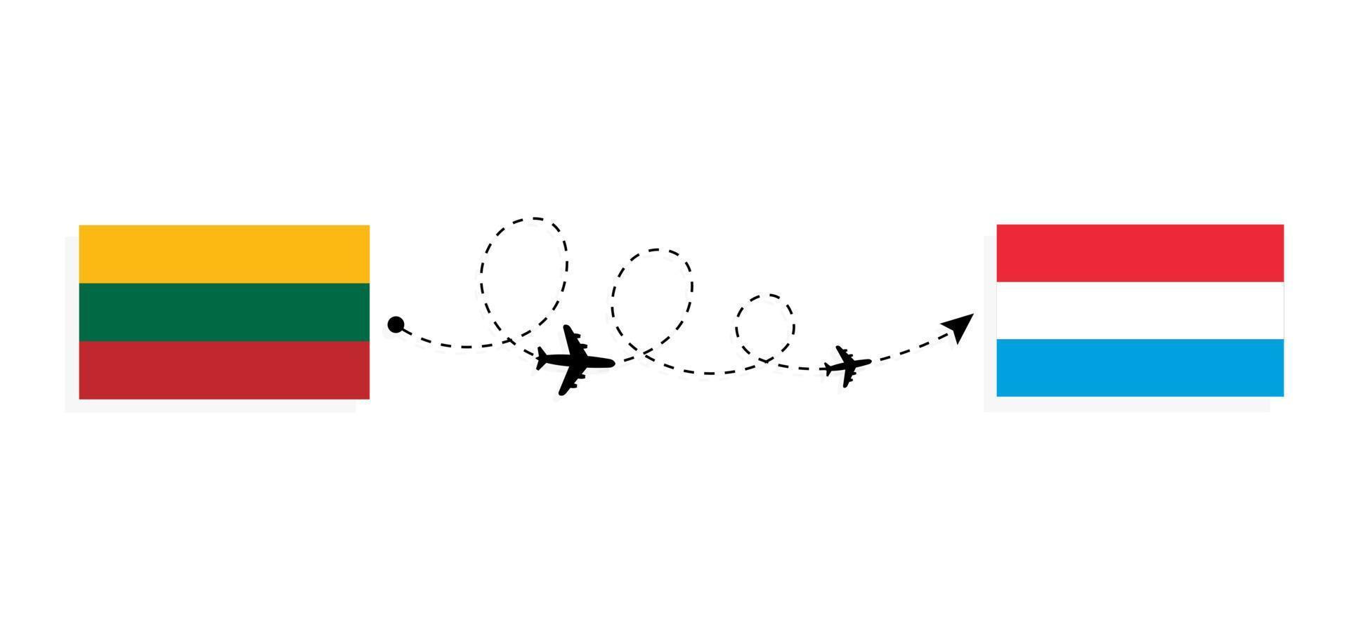 Flight and travel from Lithuania to Luxembourg by passenger airplane Travel concept vector