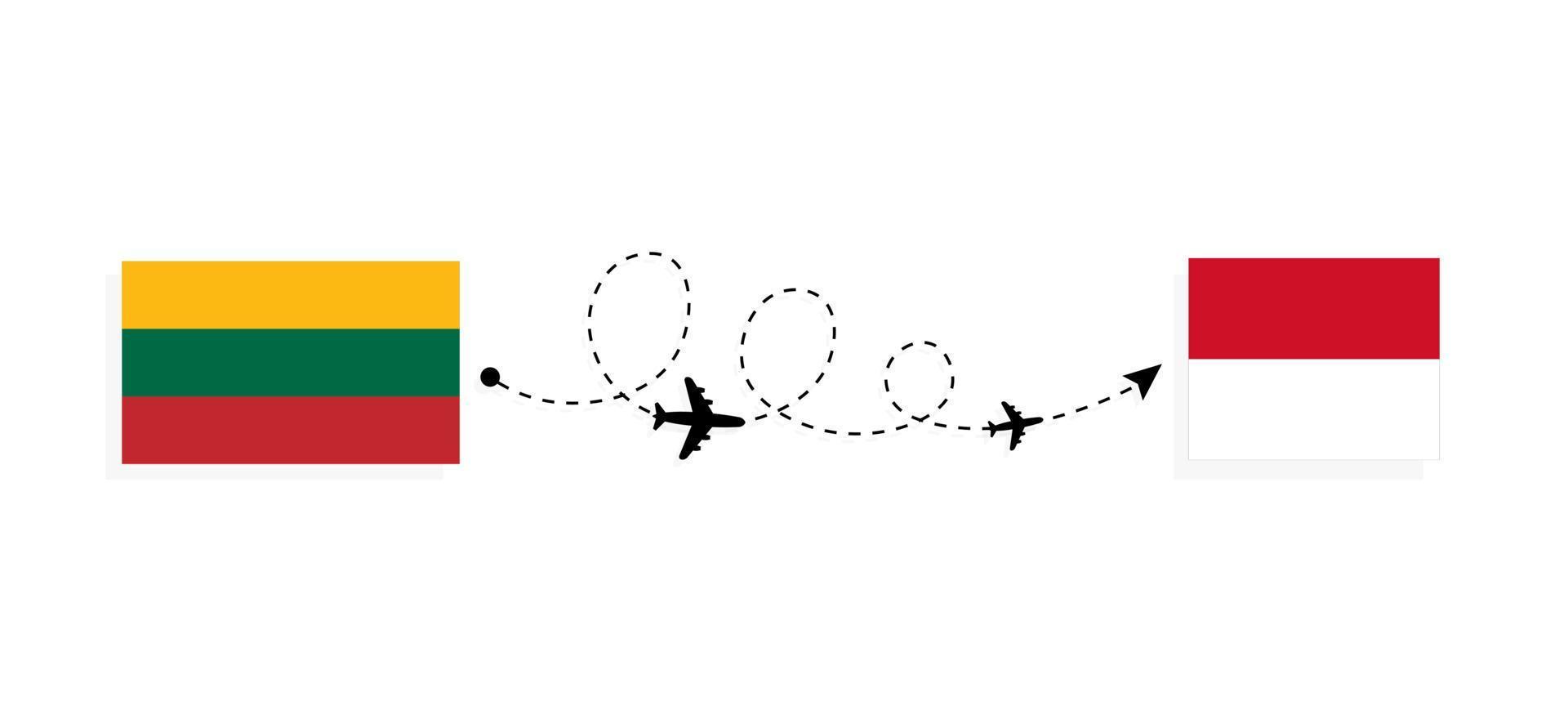 Flight and travel from Lithuania to Monaco by passenger airplane Travel concept vector