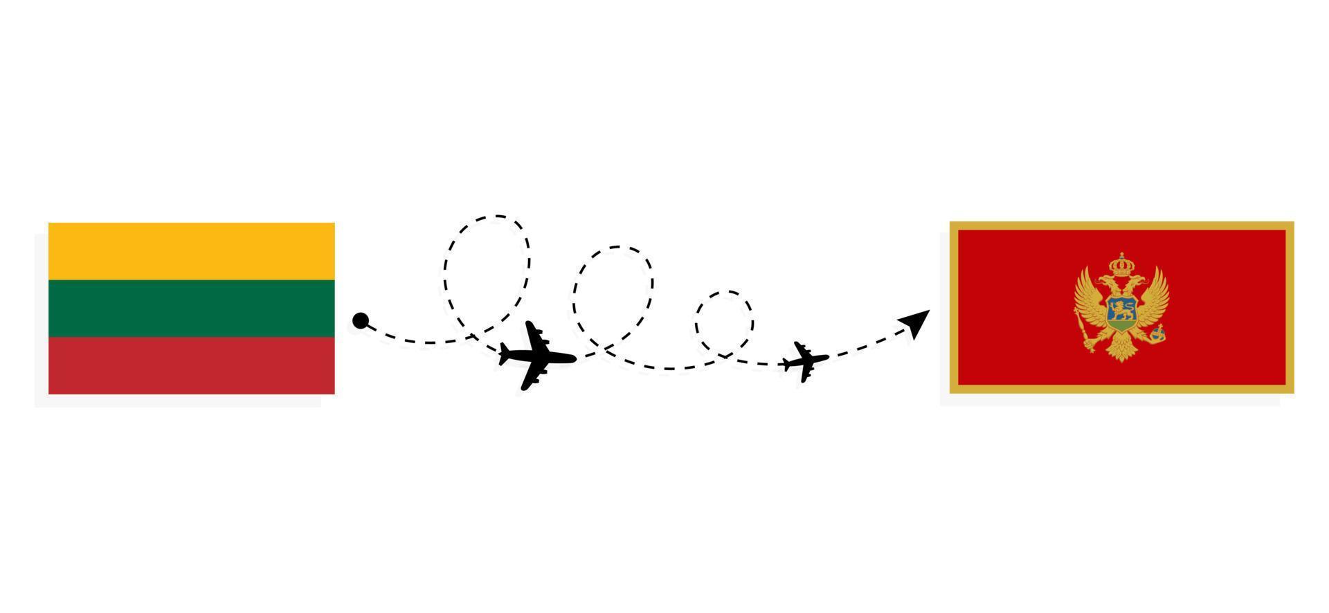 vuelo y viaje de lituania a montenegro por concepto de viaje en avión de pasajeros vector